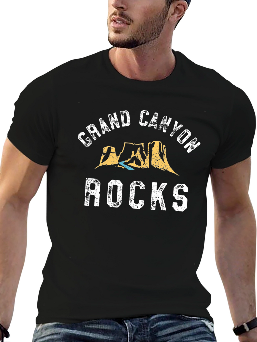 Grand Canyon Rocks Graphic T-Shirt - Black Cotton Blend