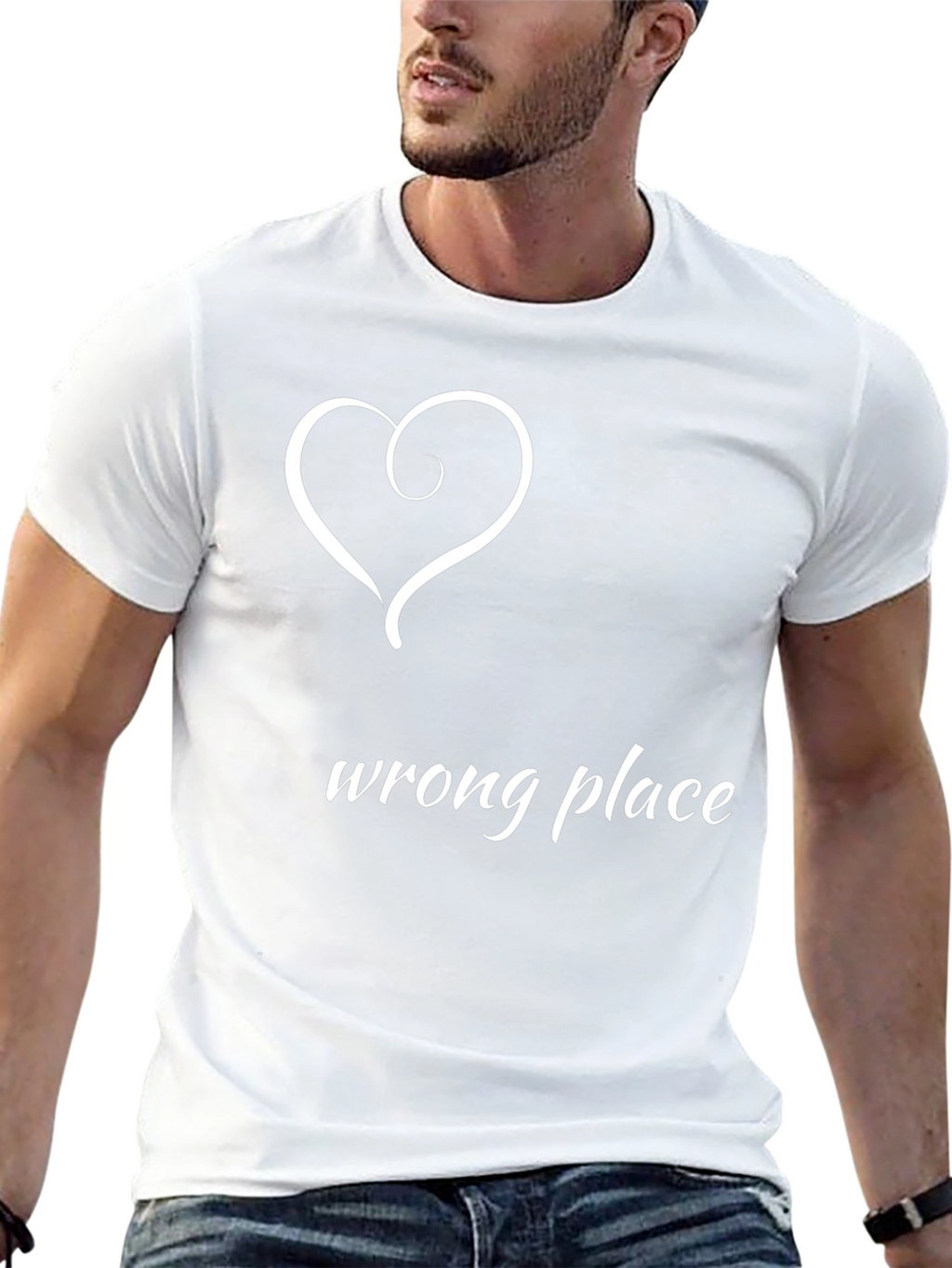Wrong Place Heart Graphic Black T-Shirt