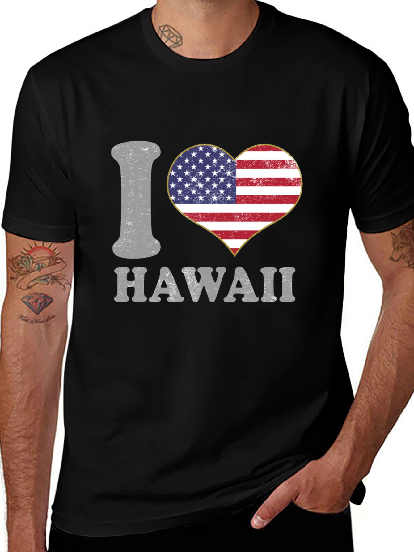 I Love Hawaii USA Flag Heart T-Shirt