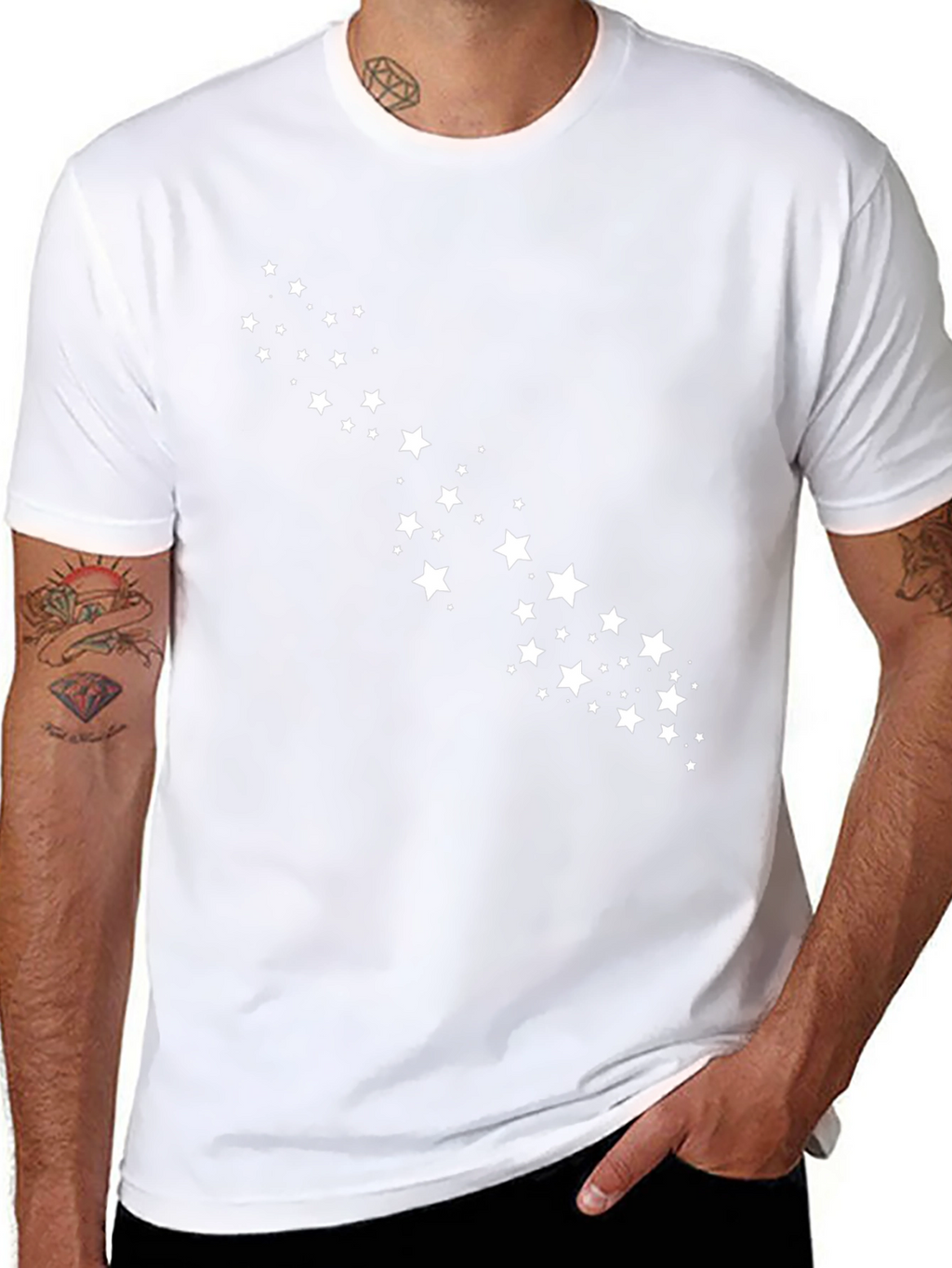 Mens Black Tee with Star Design
