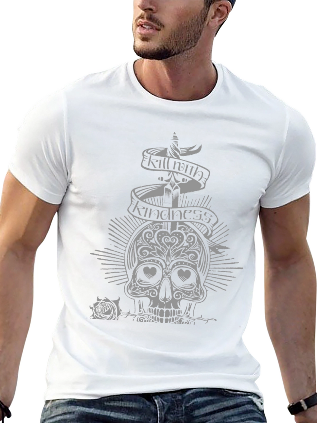 Kill with Kindness Skull Graphic T-Shirt