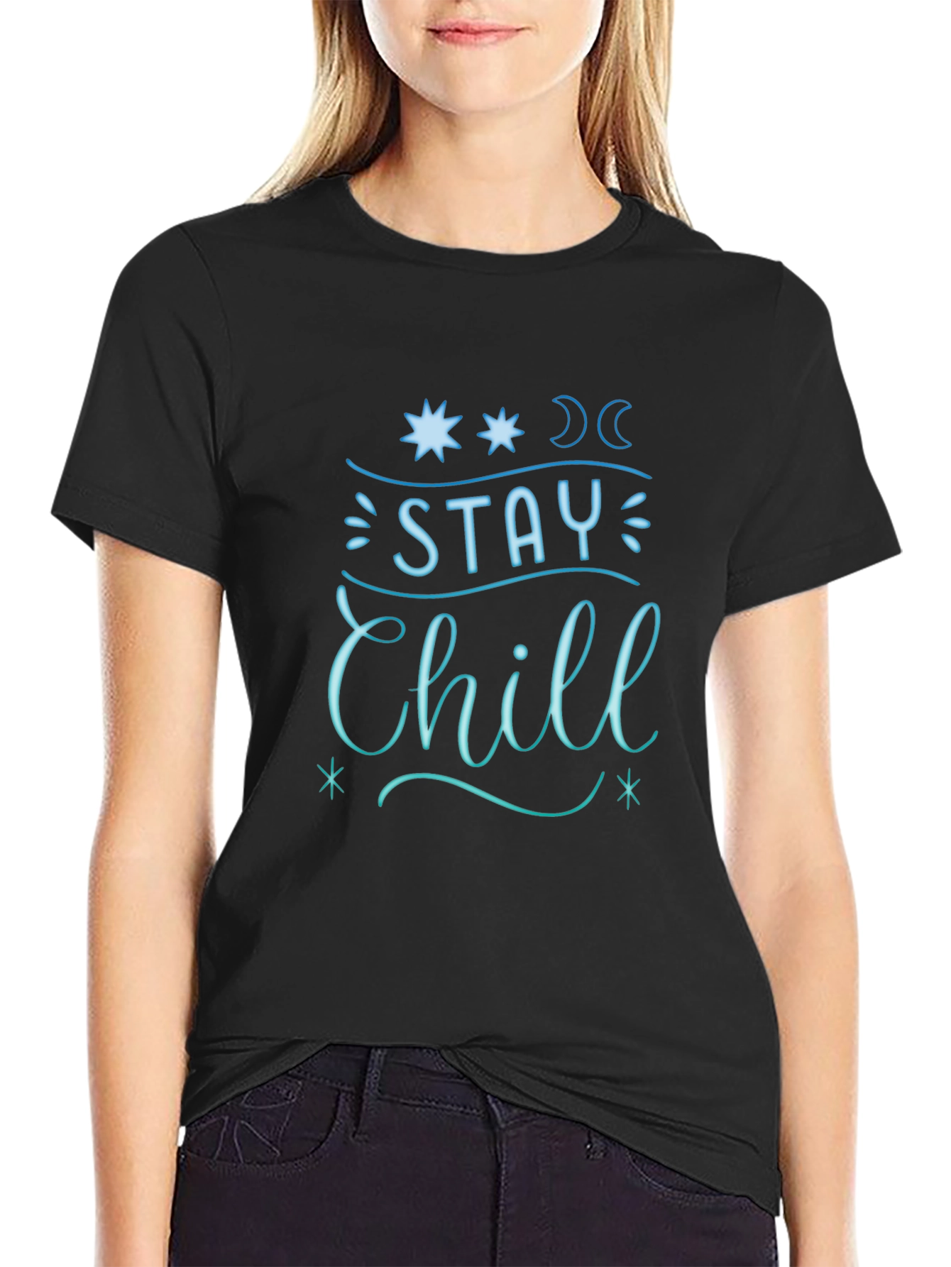 Stay Chill Graphic Tee - Relaxed Fit Black T-Shirt