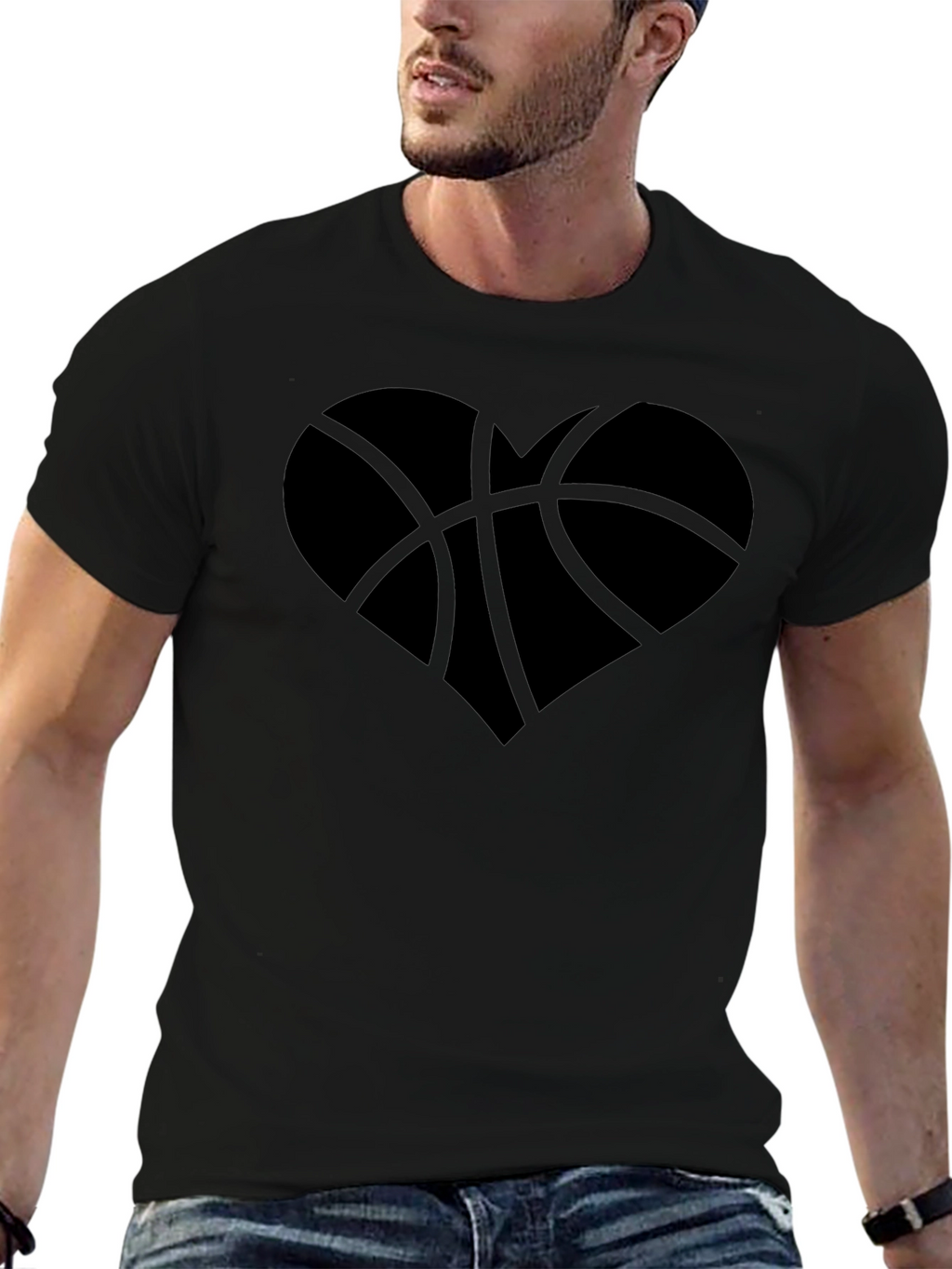 Basketball Heart Graphic T-Shirt - Trendy Casual Wear