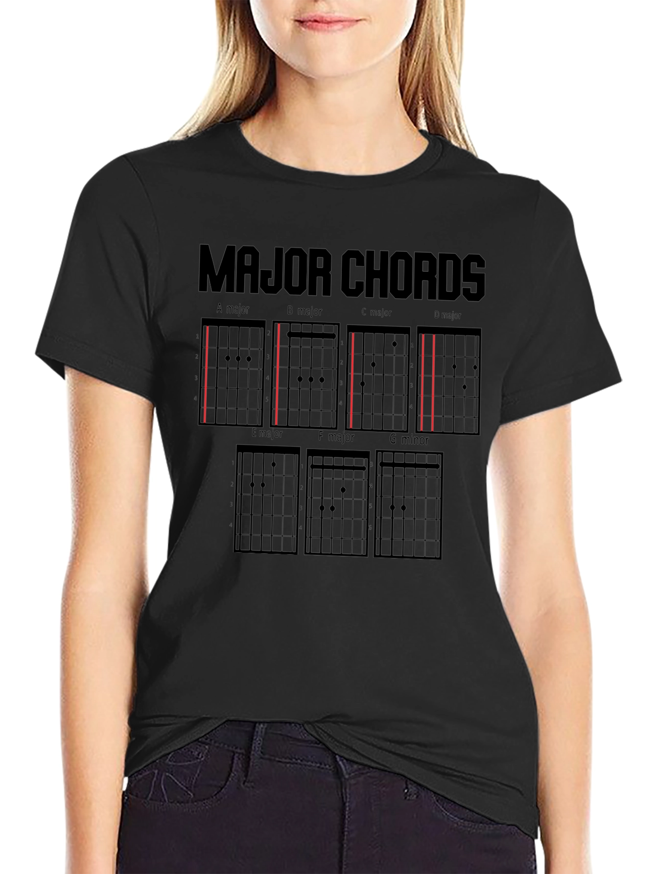 Guitar Chords T-Shirt - Major Chords Diagrams