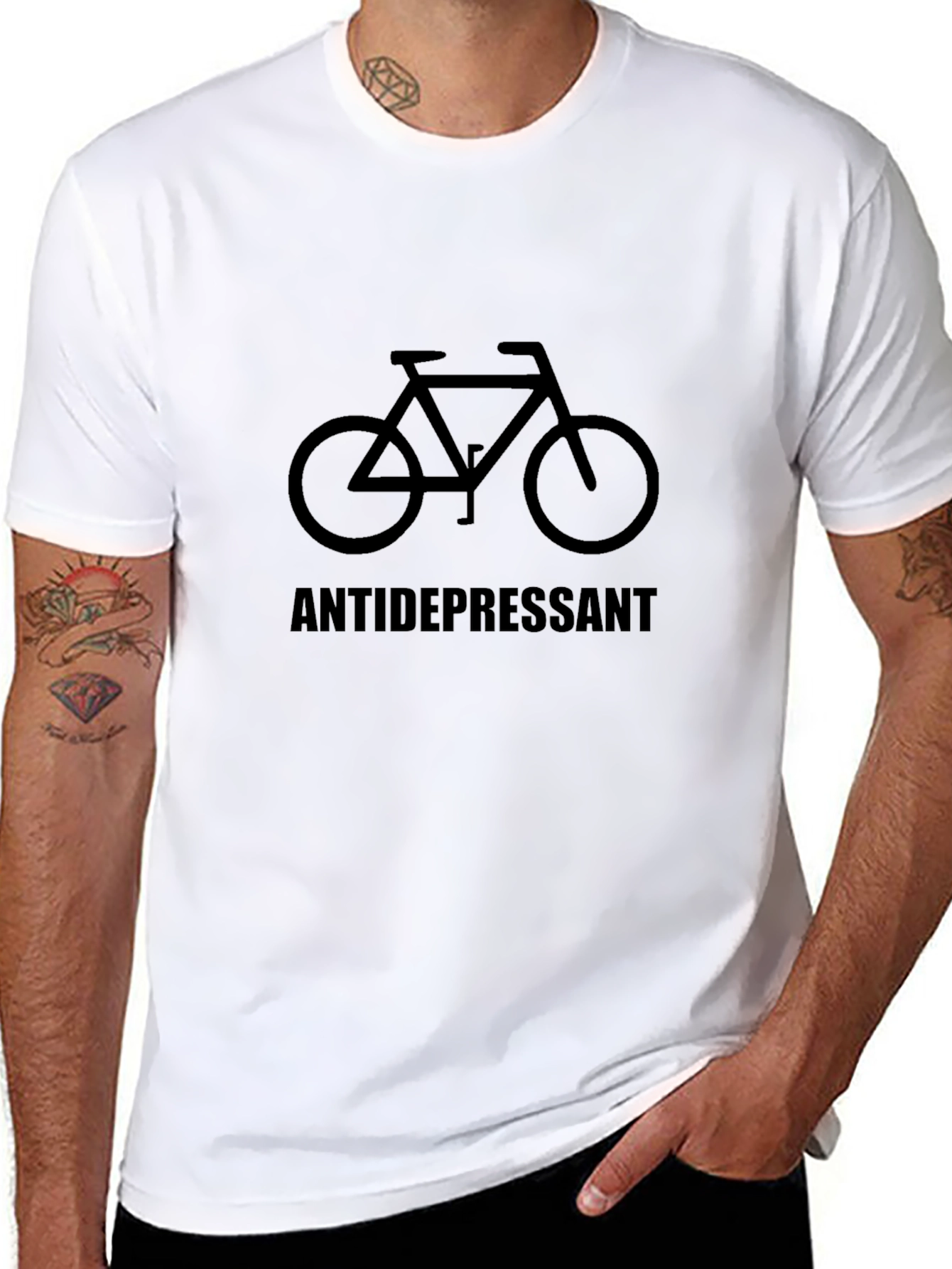 Antidepressant Bike Graphic Tee -  Black Cotton T-Shirt