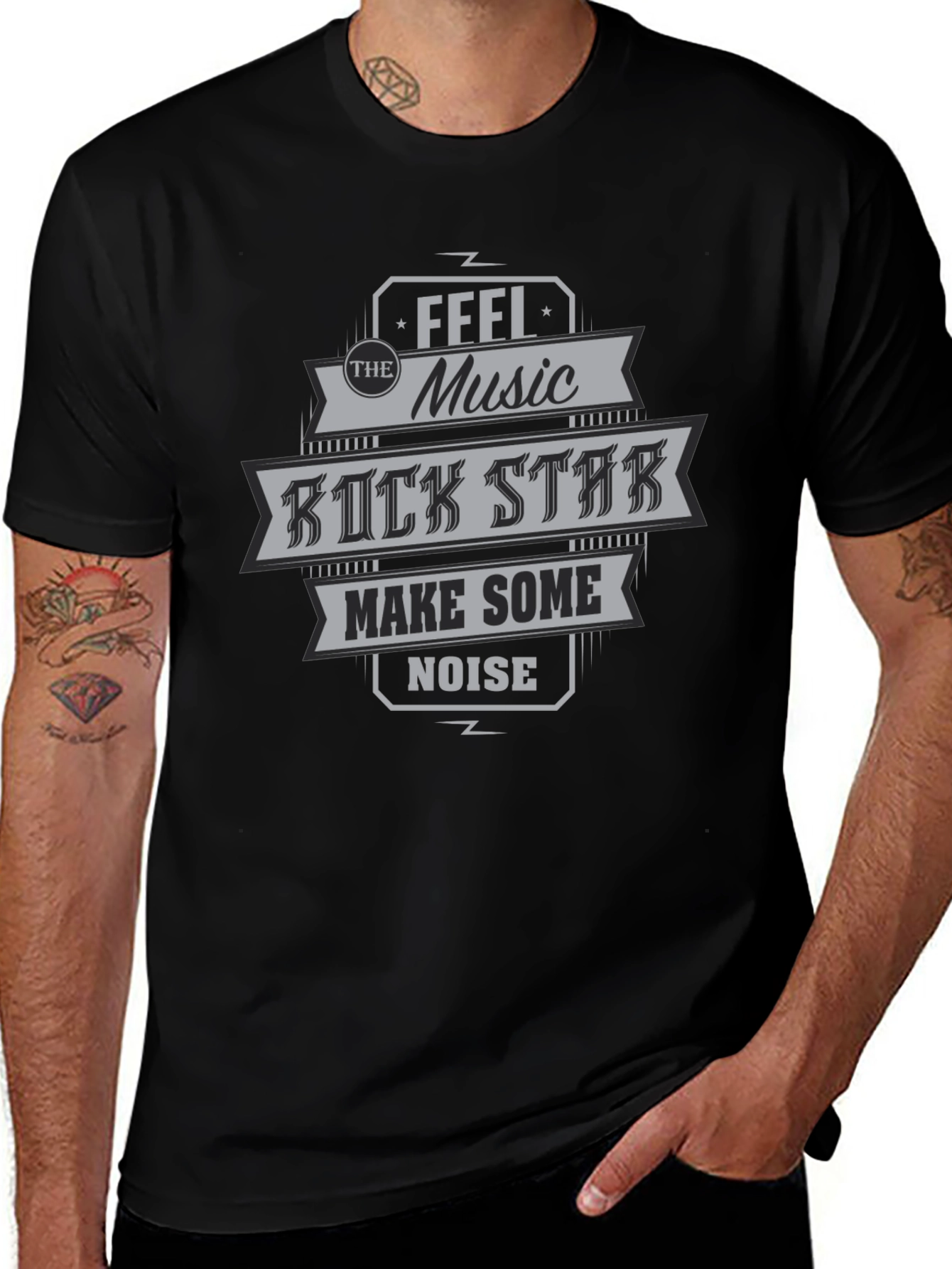 Rock Star Graphic T-Shirt - Feel the Music Make Some Noise
