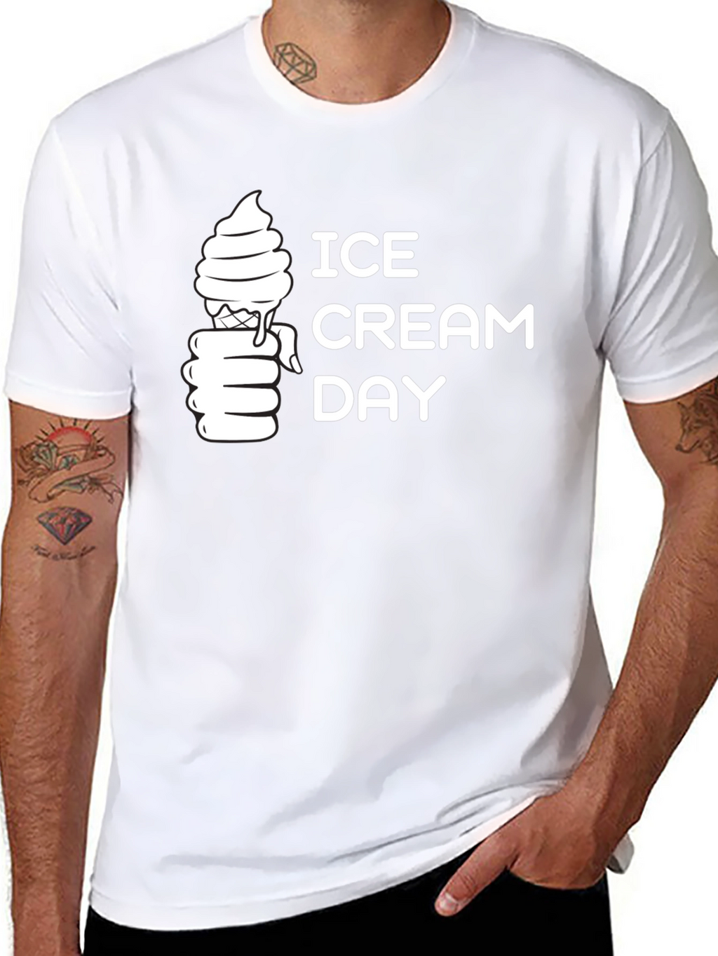 Ice Cream Day Graphic Tee - Black Cotton T-Shirt