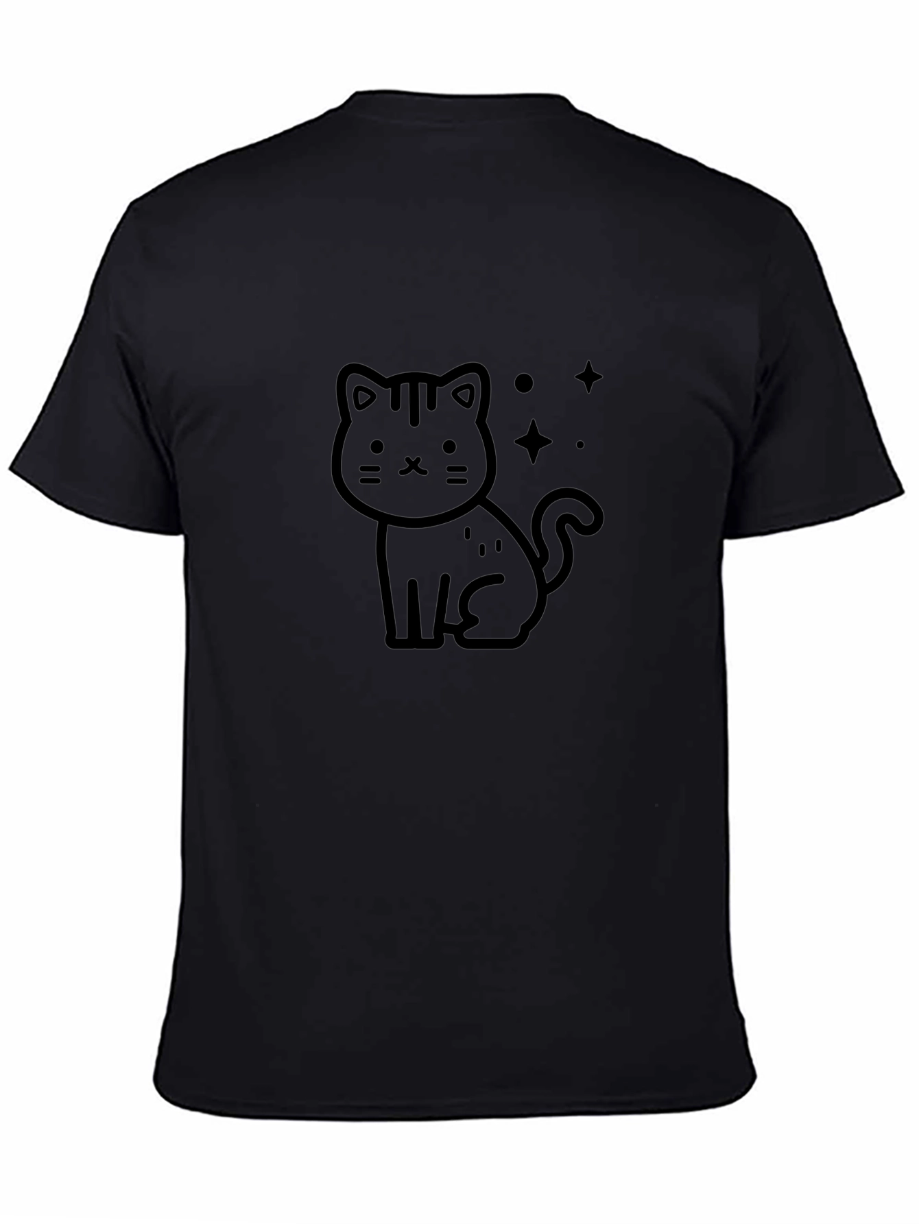 Cute Cartoon Cat Black T-Shirt