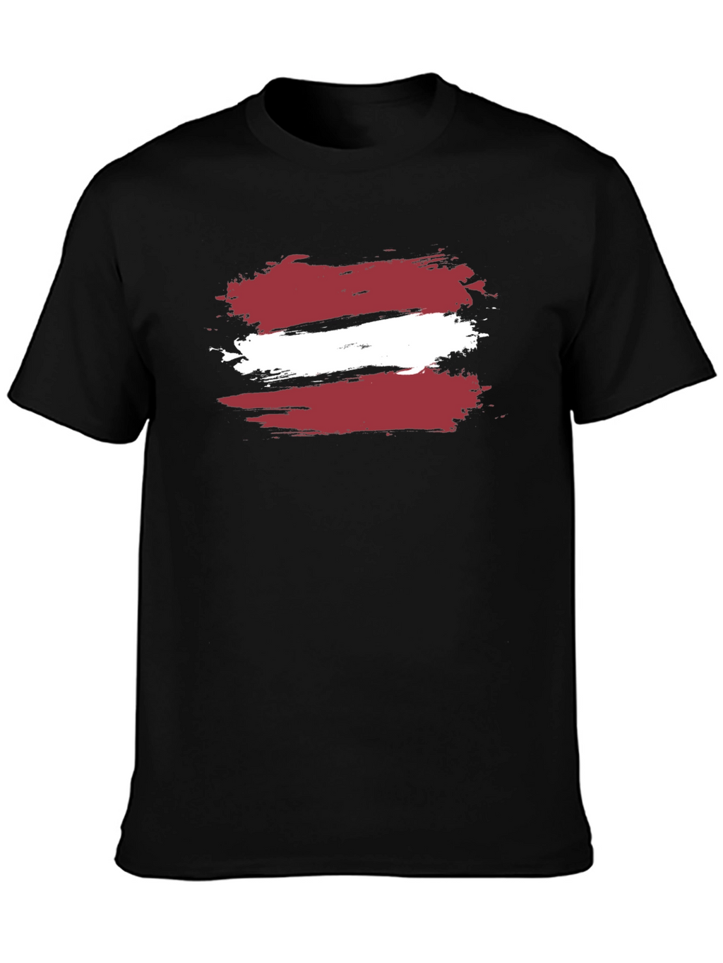 Latvia Flag Brushstroke T-Shirt - Black Casual Style