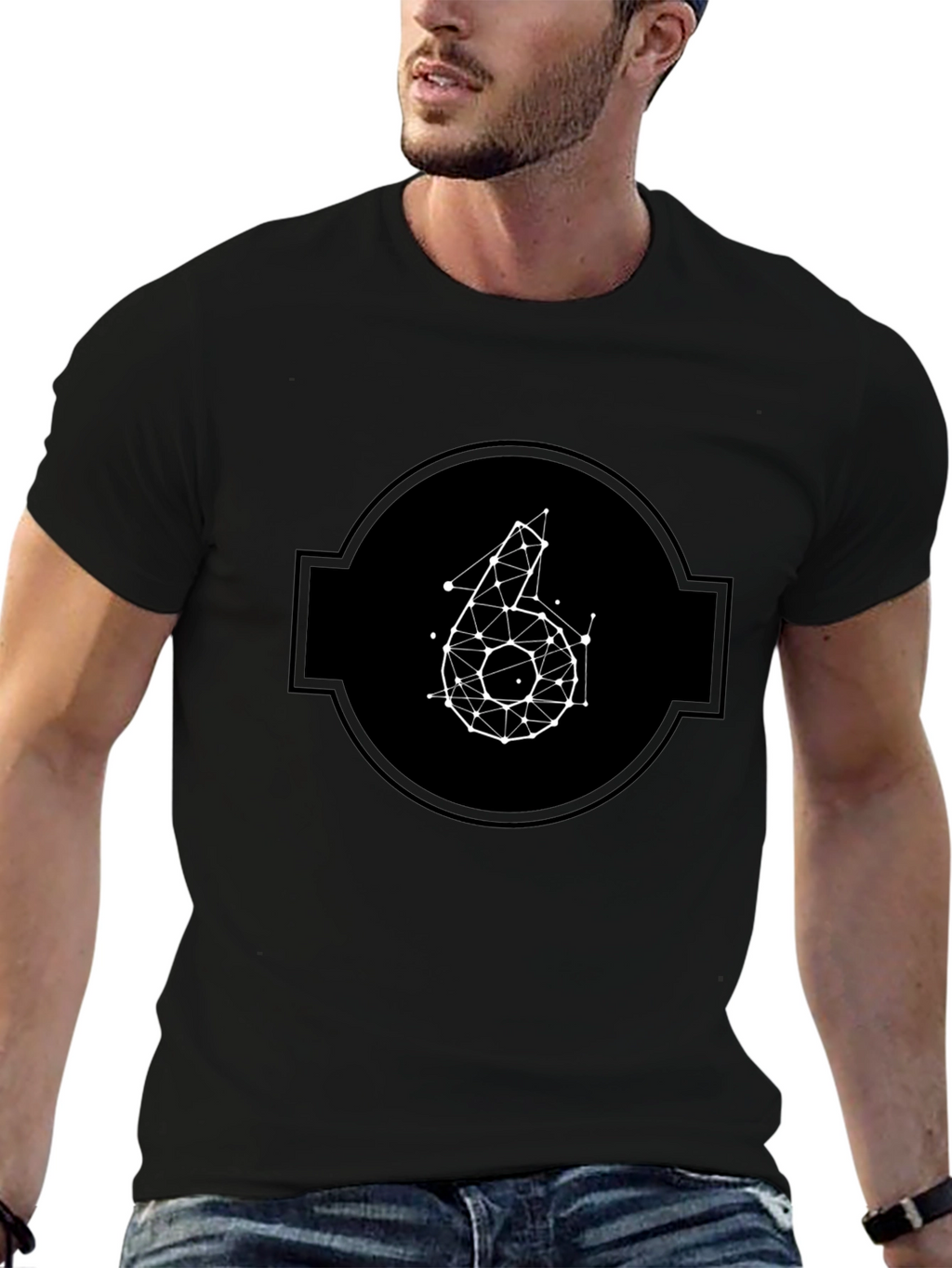 Geometric Number 6 Graphic Tee - Modern Mens T-Shirt