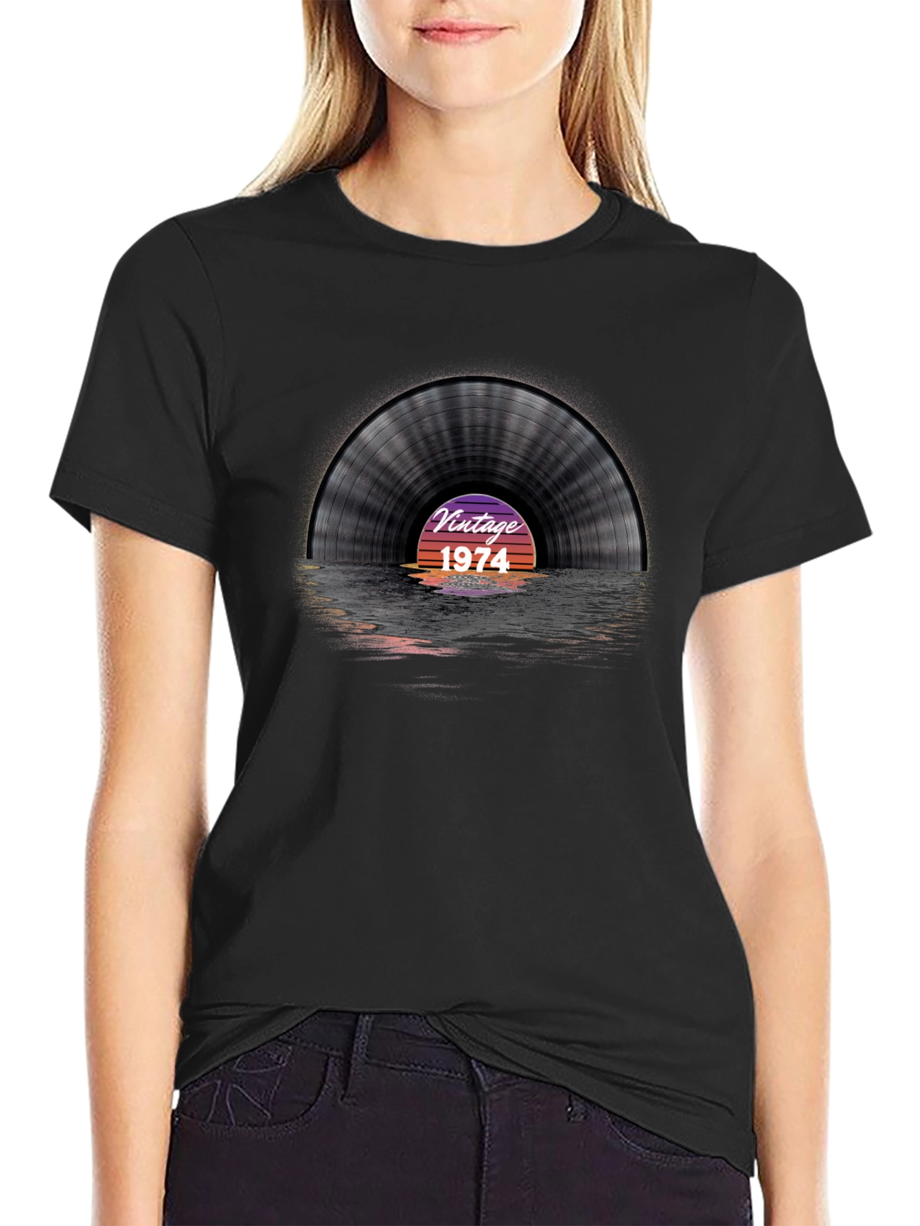 Vintage 1974 Record T-Shirt - Classic Vinyl Style