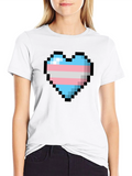 Trans Pride Pixel Heart Graphic Tee