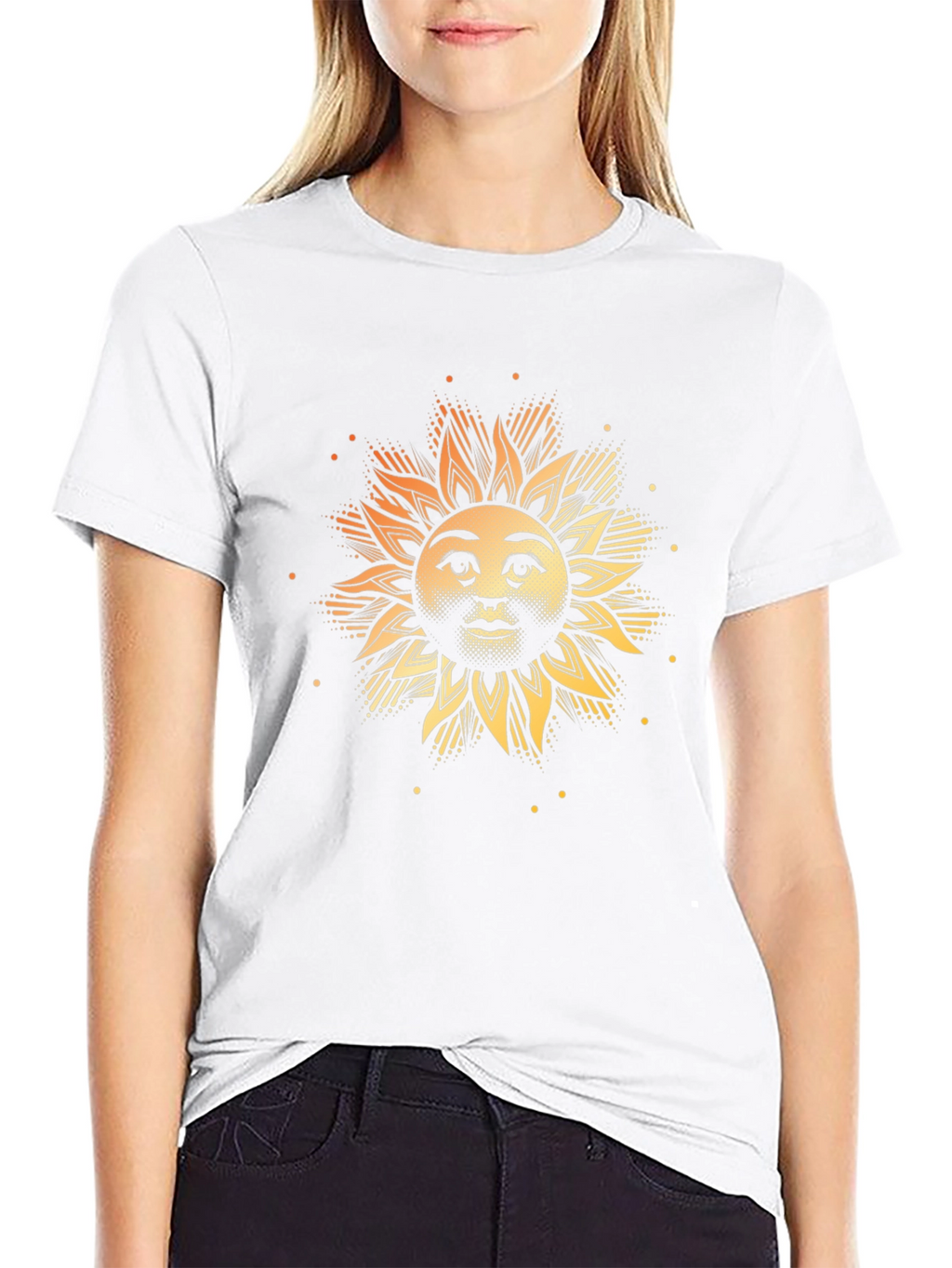 Sun Face Graphic Print Black T-Shirt