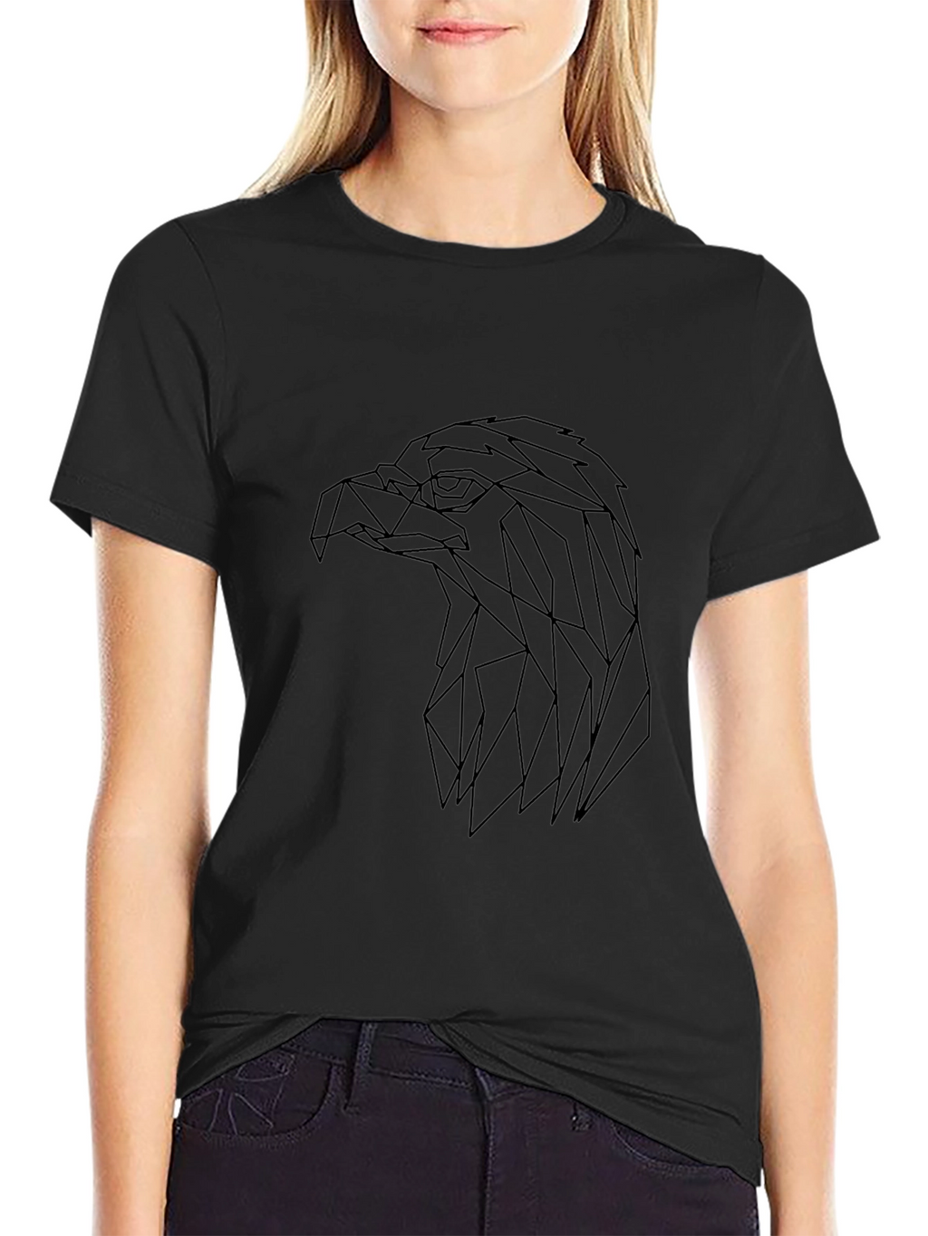 Geometric Eagle Head Tee - Modern Line Art T-Shirt