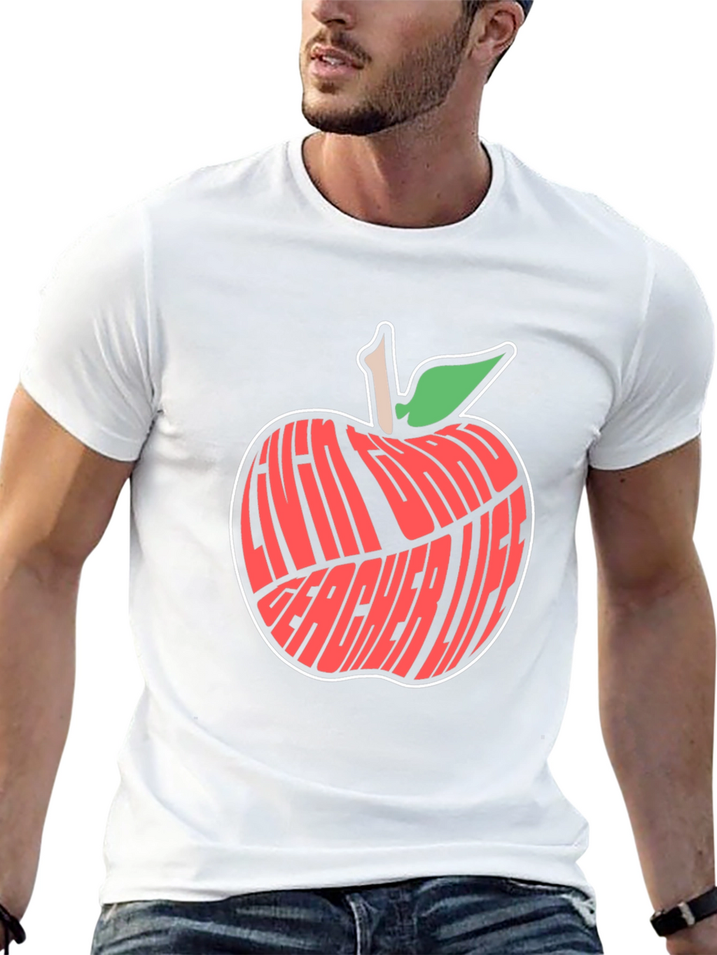 Teacher Life Apple Graphic Tee - Black