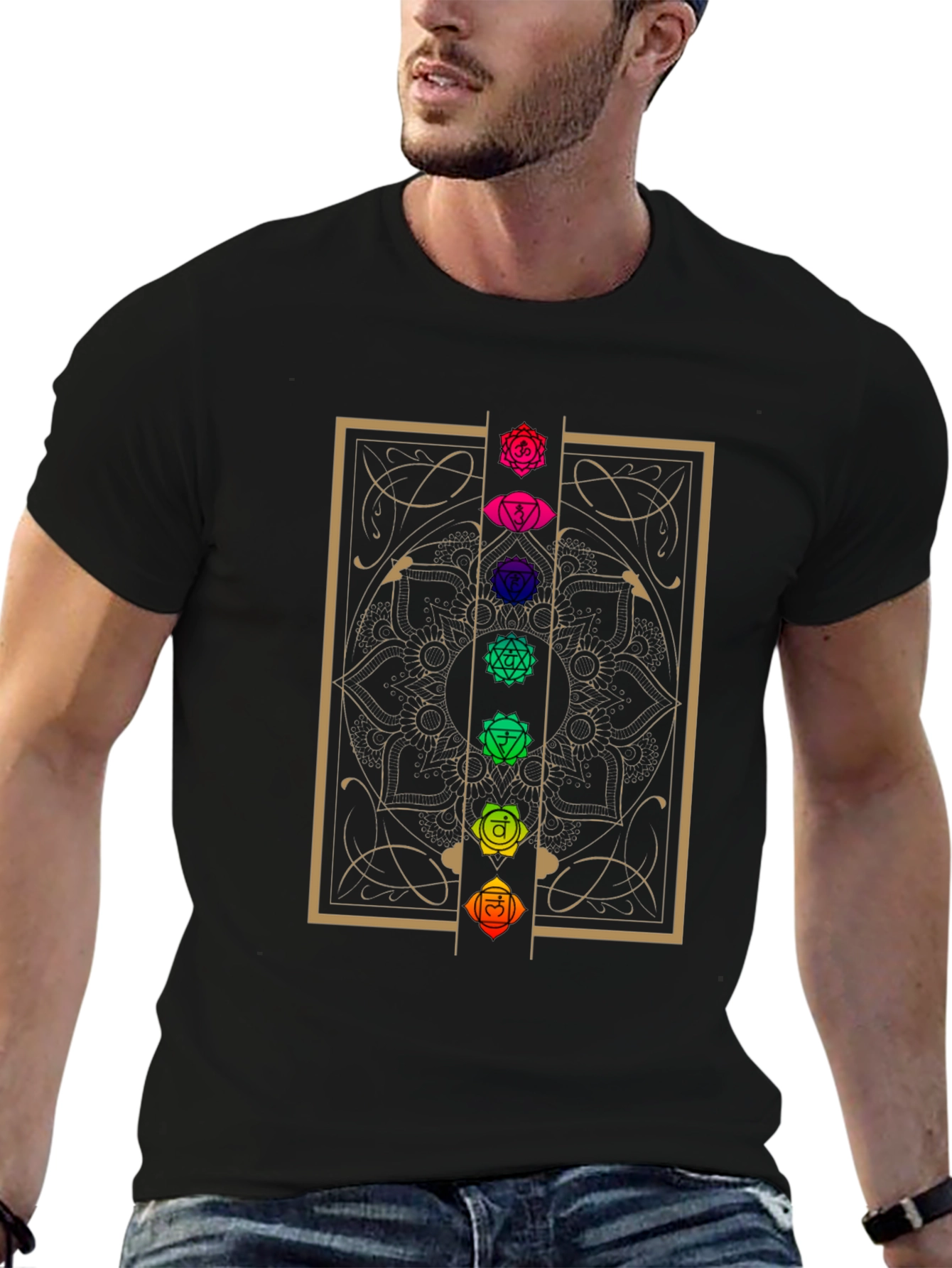 Chakra Mandala Graphic T-Shirt - Black