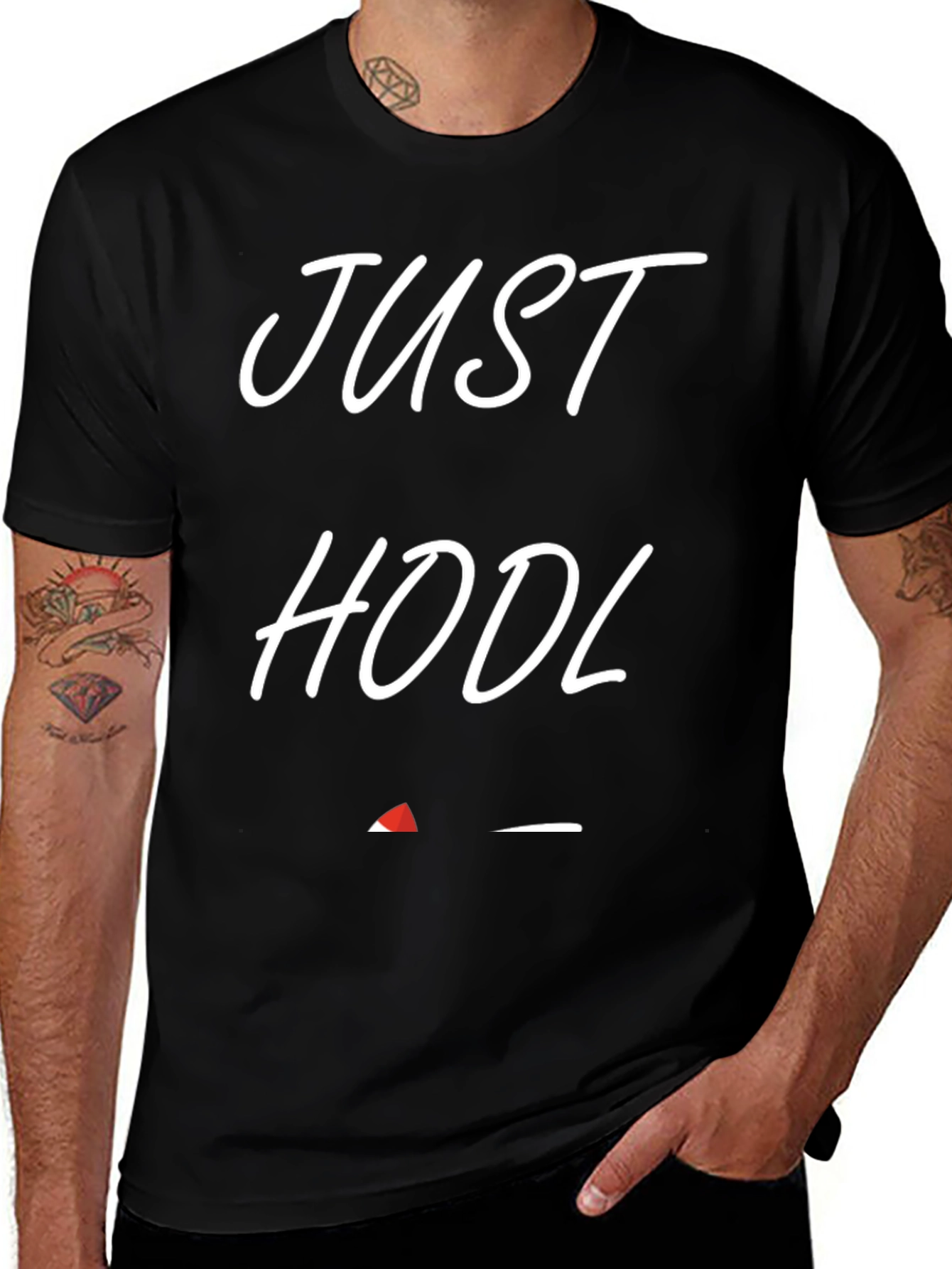 Just HODL Black Cotton T-Shirt - Crypto Investor Apparel