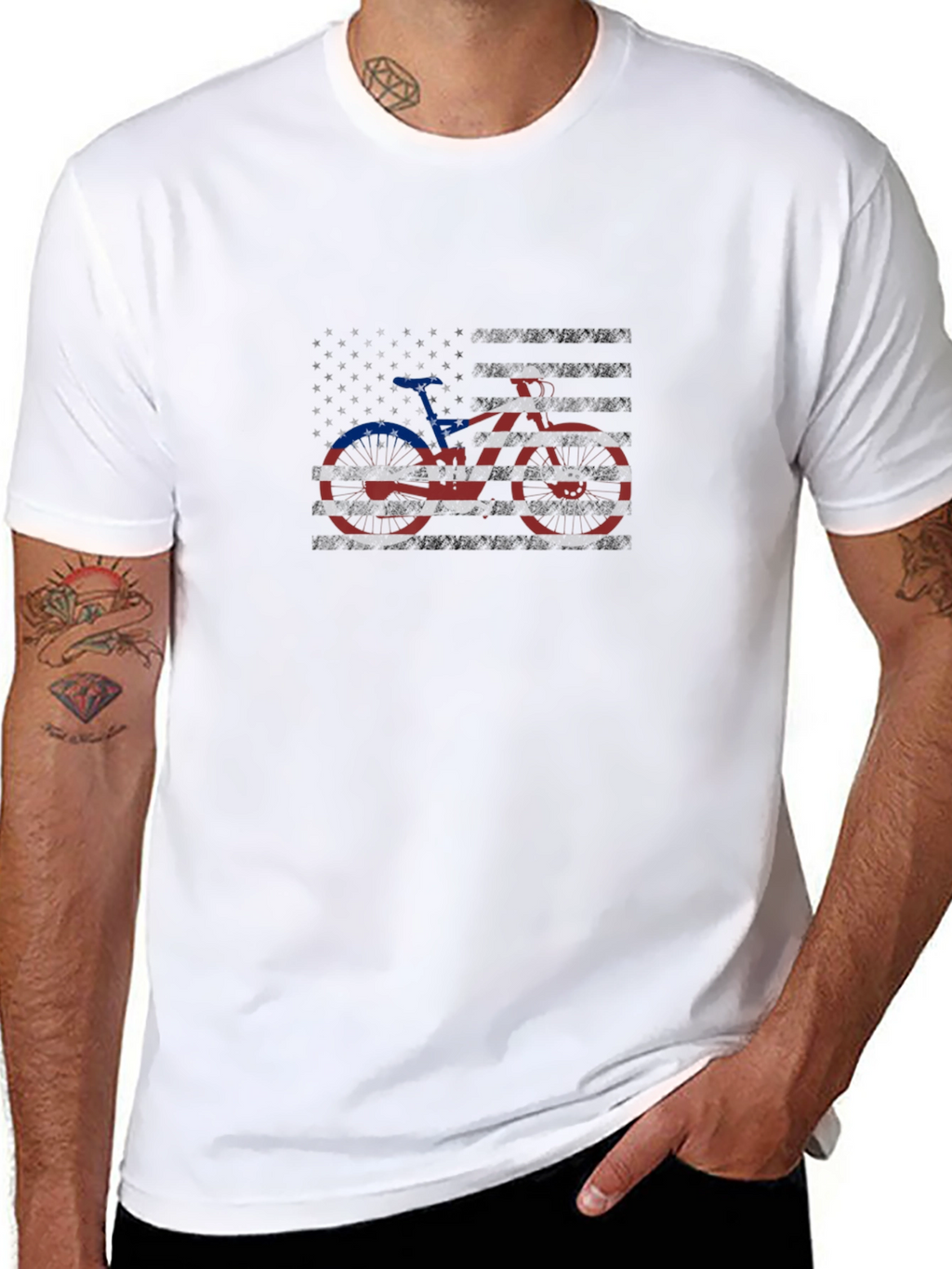 American Flag Bicycle Graphic T-Shirt