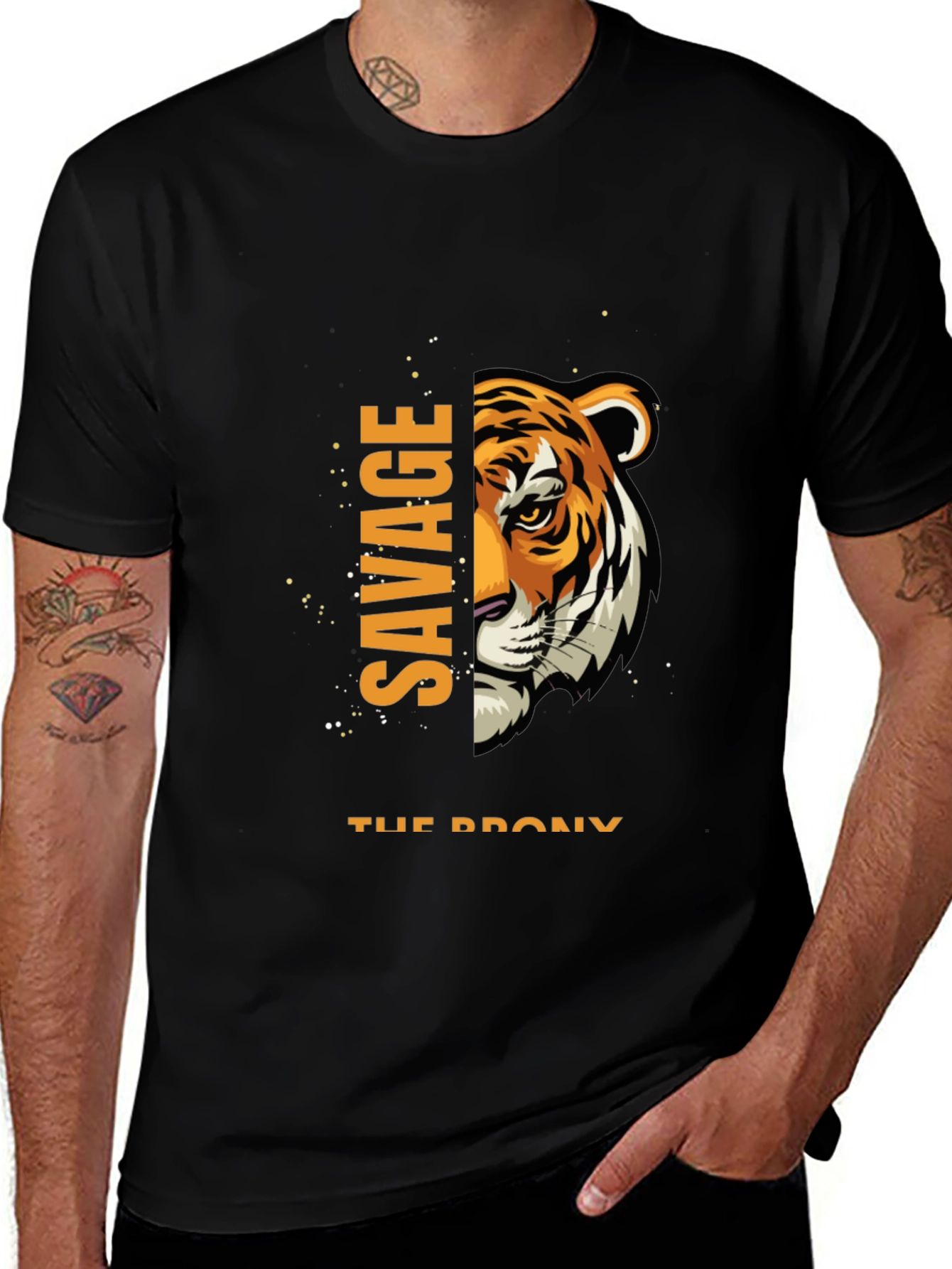 Savage Tiger Graphic Print Black T-Shirt