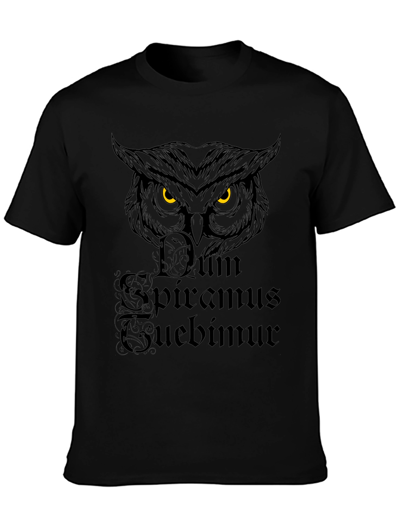 Owl Dum Spiro Spero Black T-Shirt