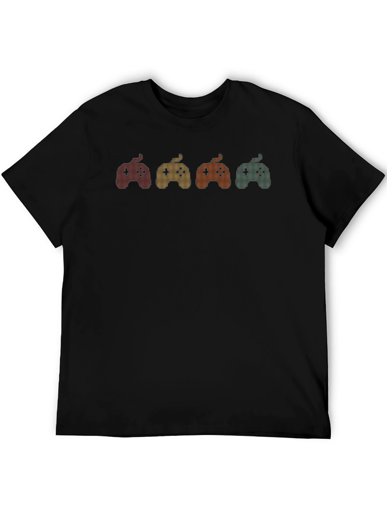 Retro Gaming Controller Graphic Tee - Black Cotton