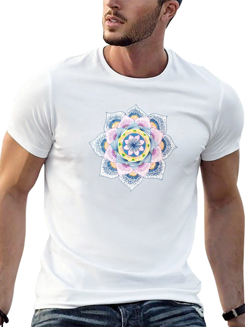 Mandala Graphic Tee - Black Cotton Casual Comfort