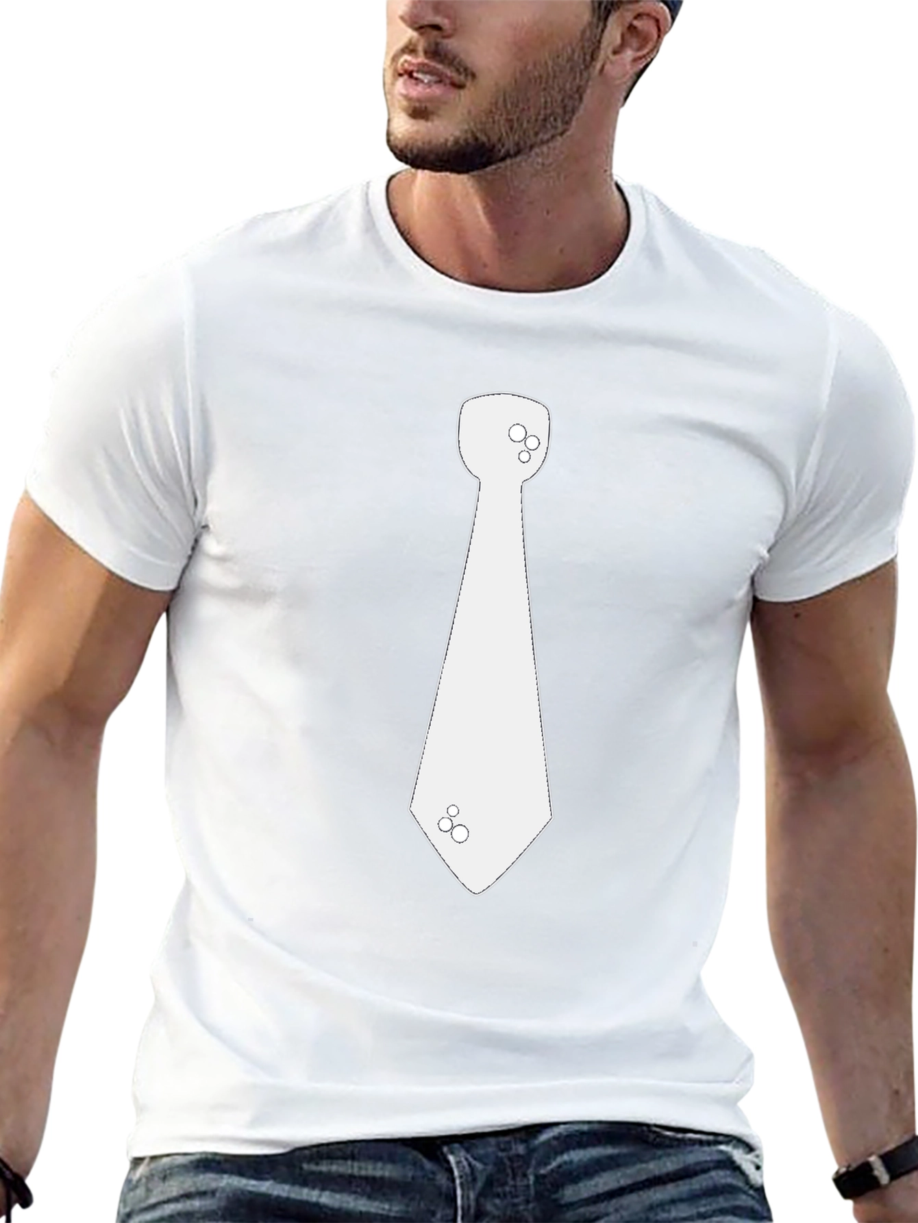 Mens Black T-Shirt with Novelty Necktie Graphic