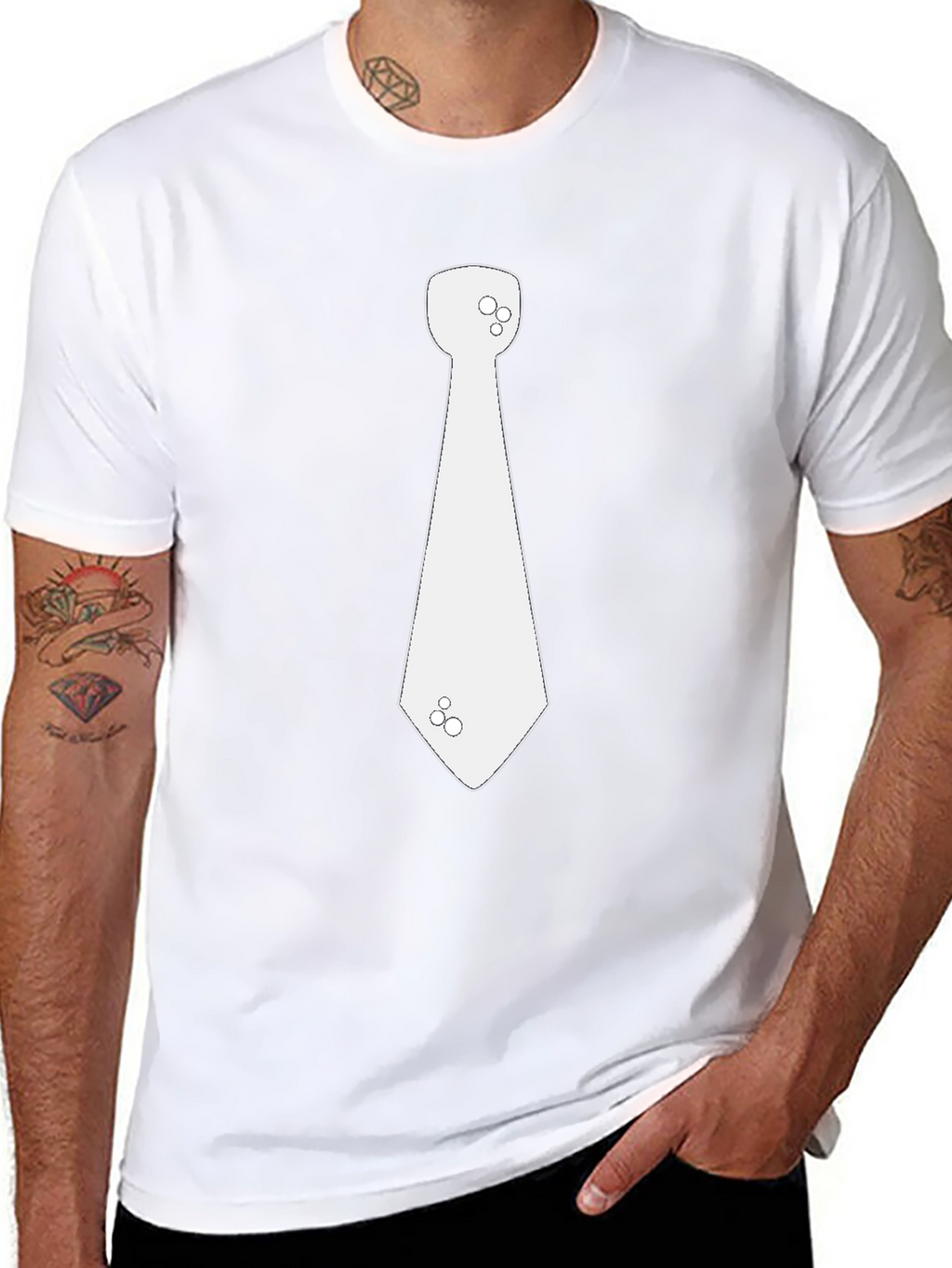 Mens Black T-Shirt with Novelty Necktie Graphic