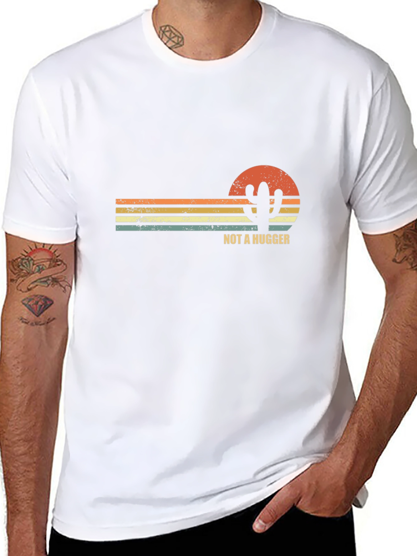 Not A Hugger Cactus Graphic T-Shirt