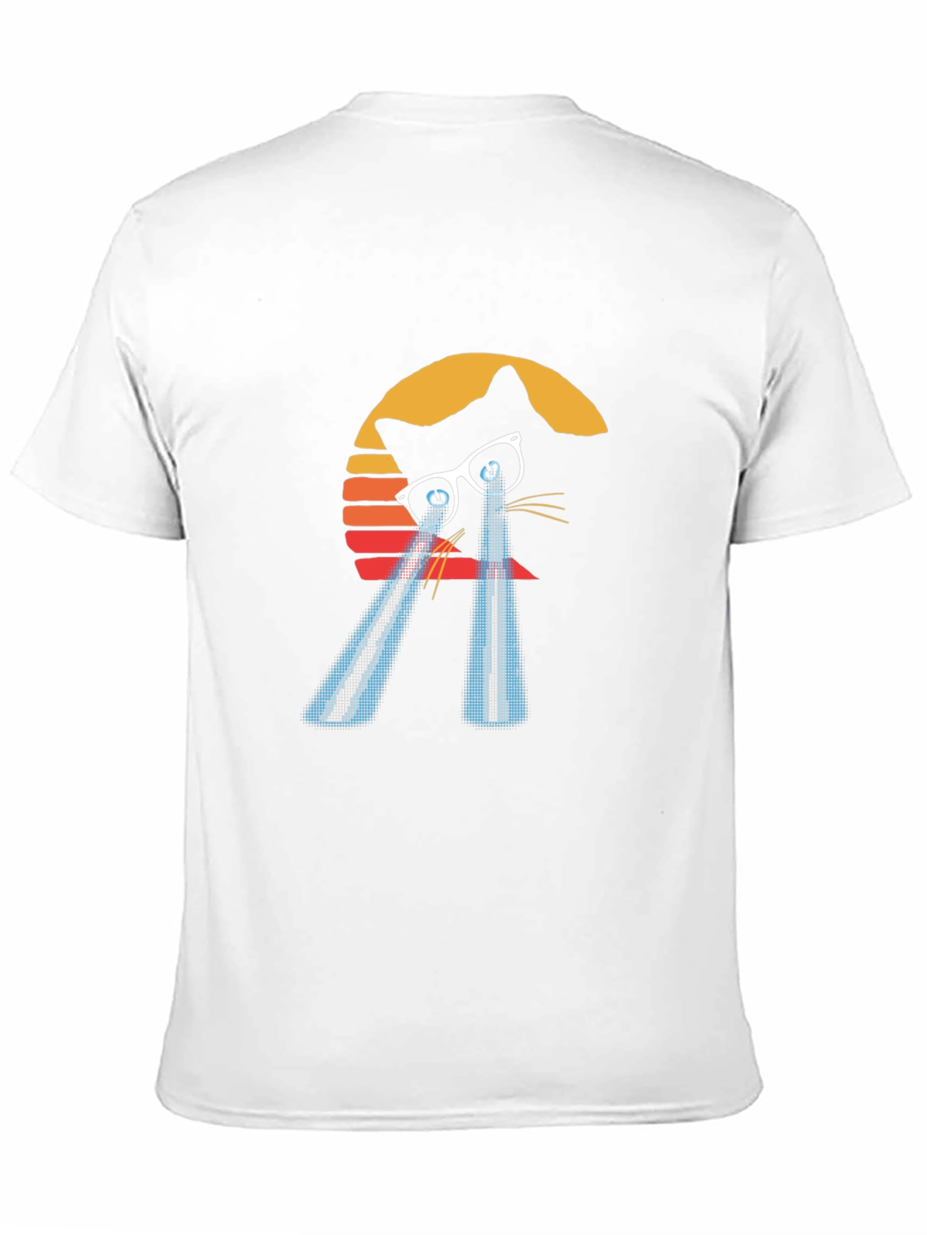 Laser Cat Eyes T-Shirt - Retro Sunset Style