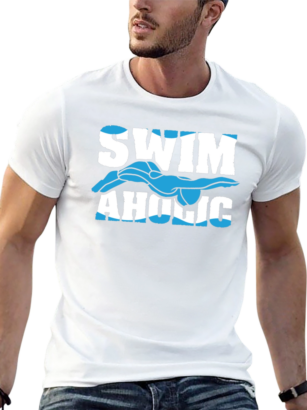 Swimaholic Graphic Tee - Black Cotton T-Shirt