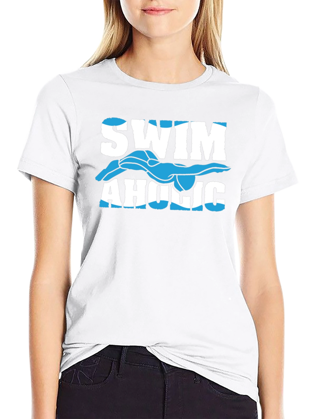 Swimaholic Graphic Tee - Black Cotton T-Shirt