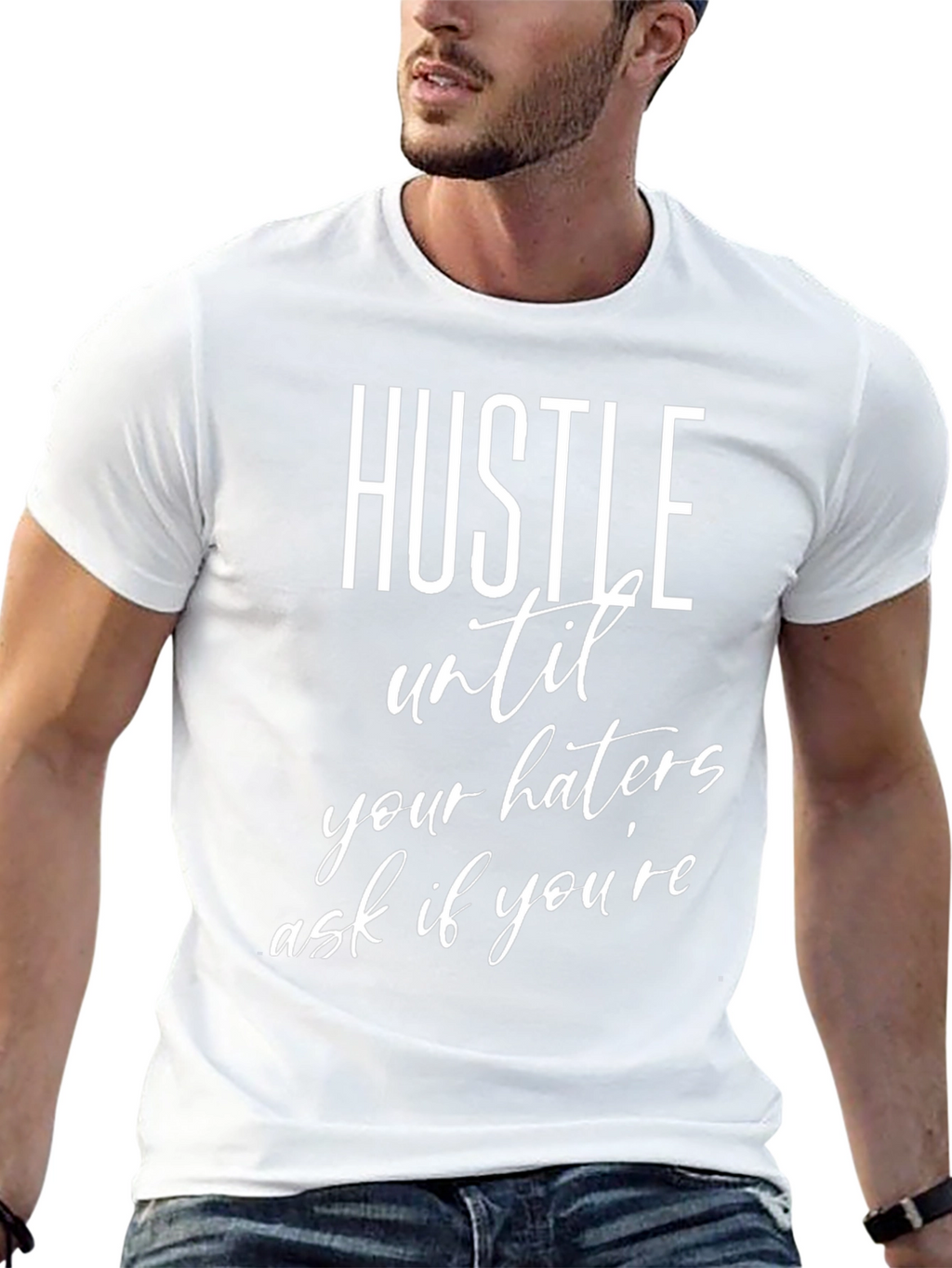 Hustle Motivational Graphic T-Shirt - Black