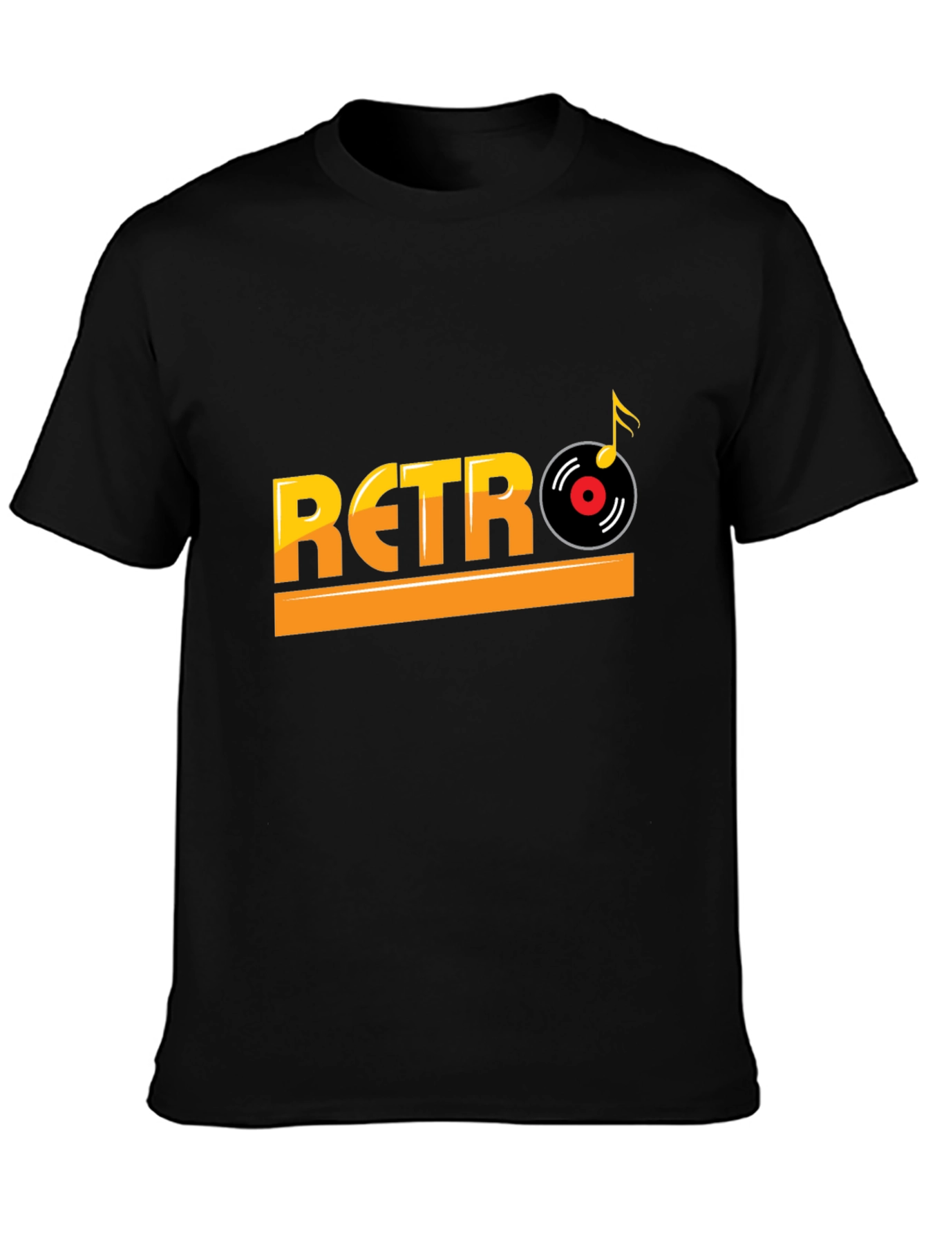 Retro Music Style Black T-Shirt