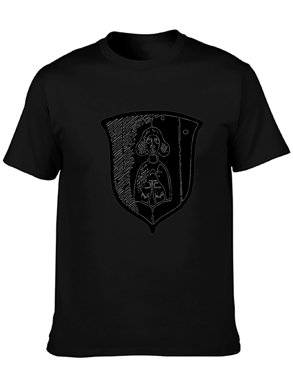 Medieval Knight Shield Graphic Tee - Black Cotton Shirt