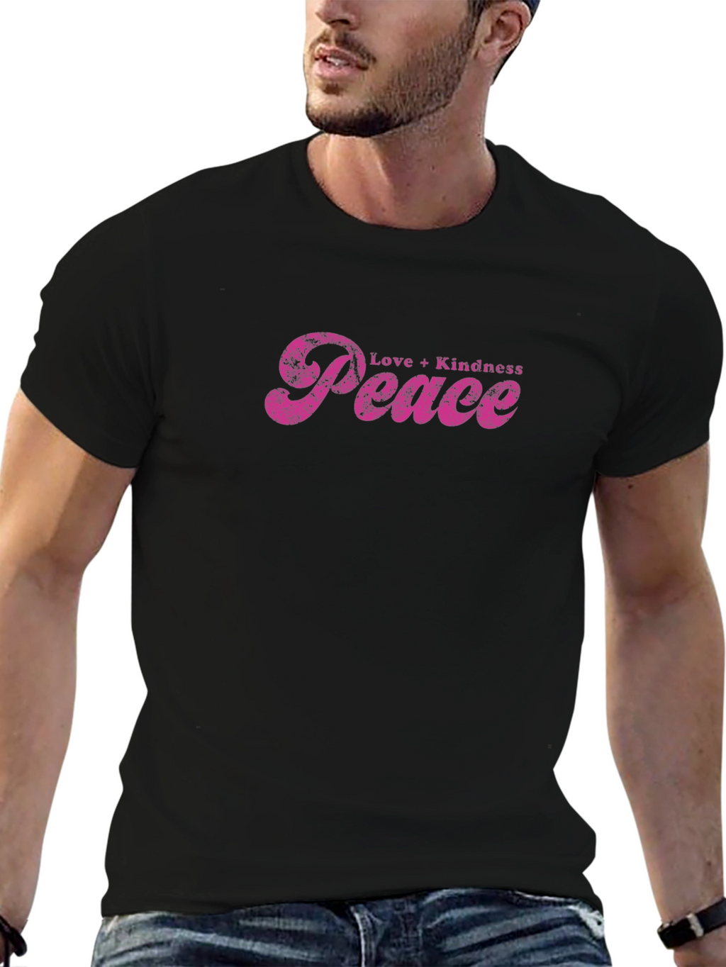 Love Kindness Peace Graphic Tee - Black