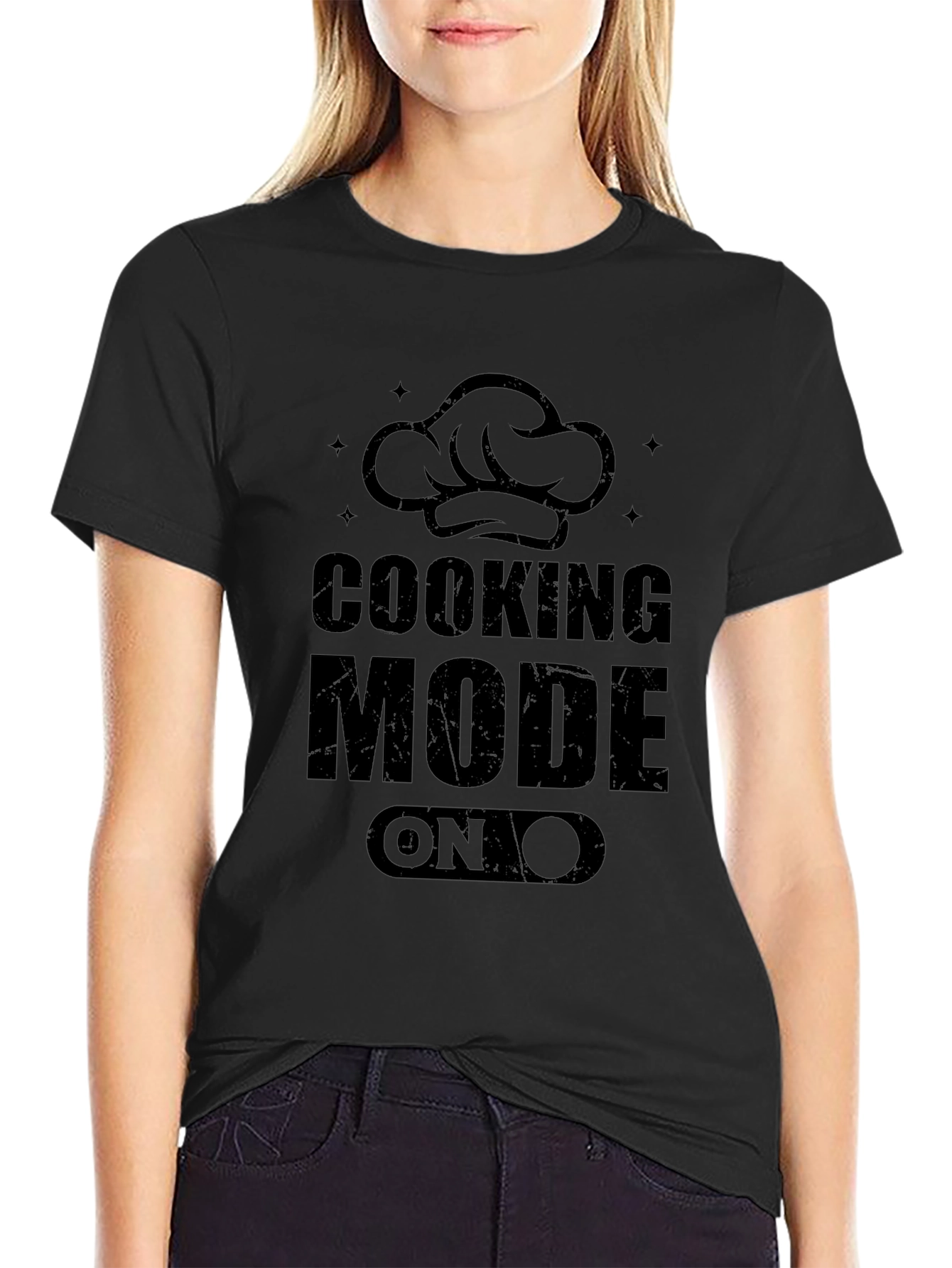 Cooking Mode ON Black Graphic T-Shirt