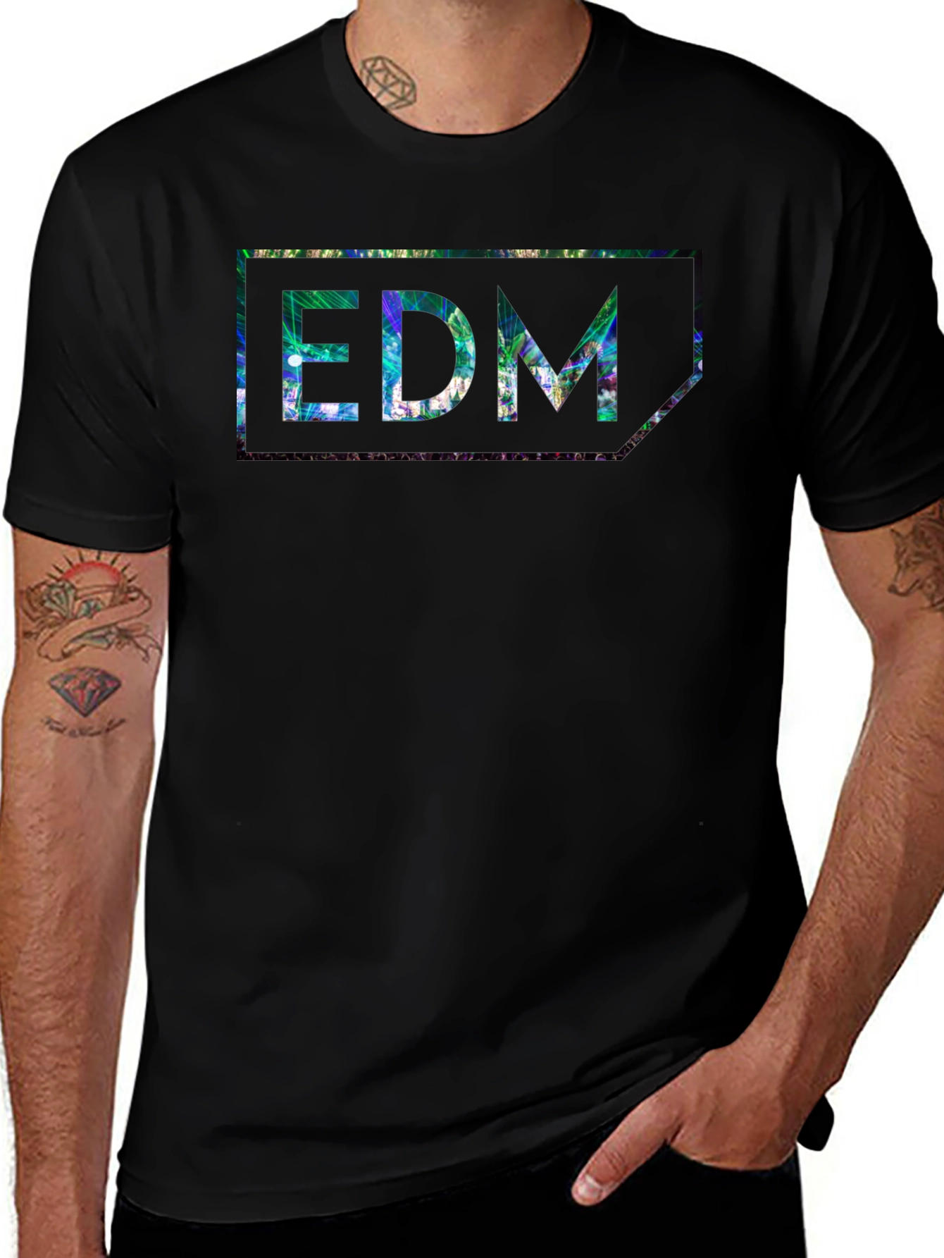 EDM Patterned Black T-Shirt