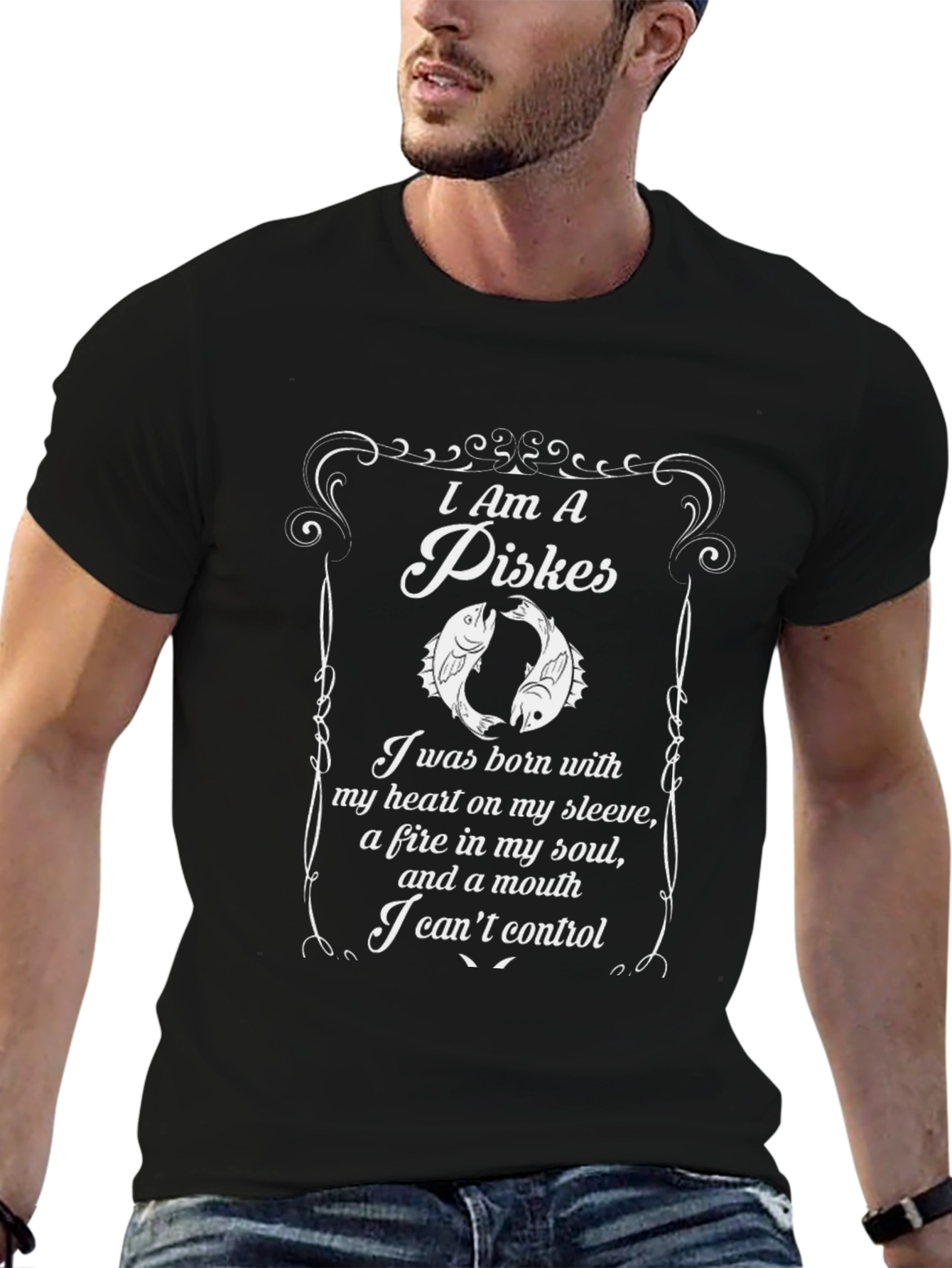 I Am A Piskes Zodiac Black T-Shirt