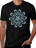 Black T-Shirt with Flower Sword Design