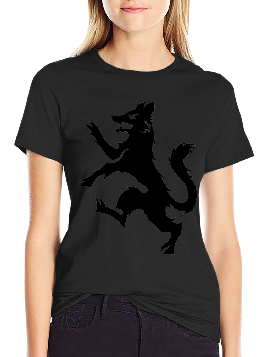 Black Wolf Rampant Graphic T-Shirt - Mens Fashion Tee