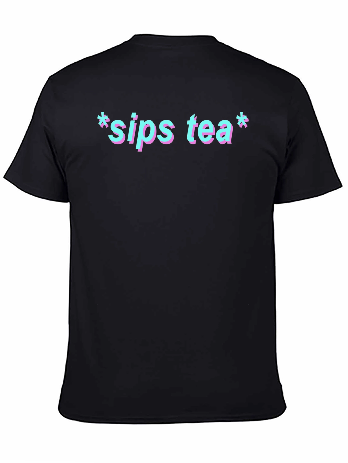 Sips Tea Graphic Print Black T-Shirt