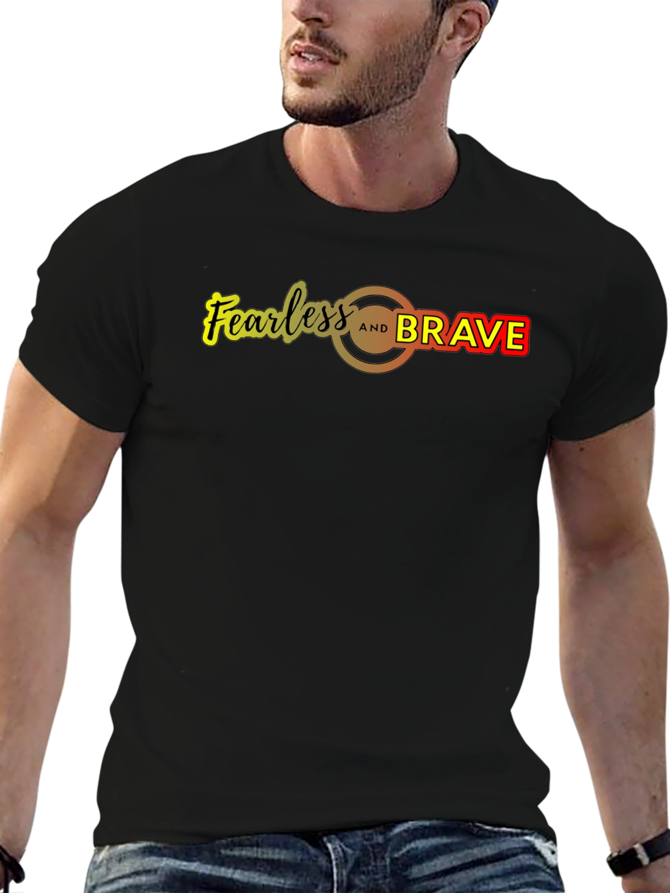 Fearless and Brave Graphic Tee - Mens Black T-Shirt