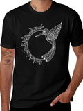 Hummingbird Mandala Graphic Tee - Black Cotton T-Shirt
