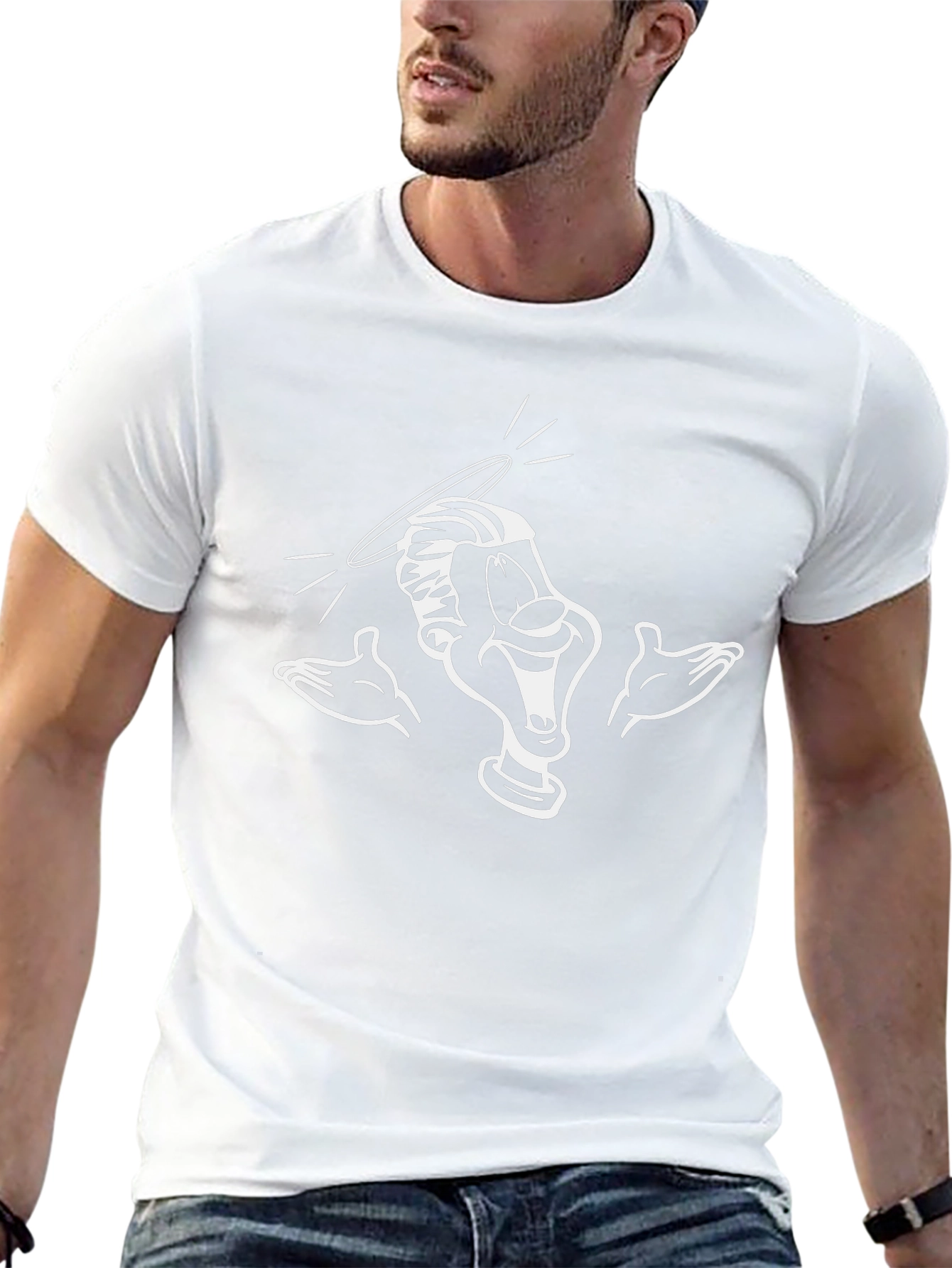 Cartoon Character Graphic T-Shirt - Black Cotton Blend
