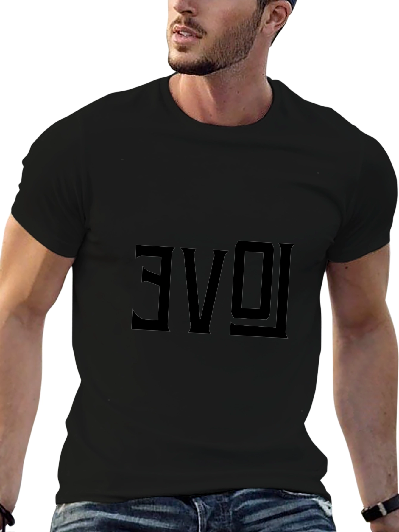 Reversed Love Graphic Black T-Shirt