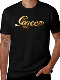 Cancer Zodiac Sign Gold Graphic Black T-Shirt
