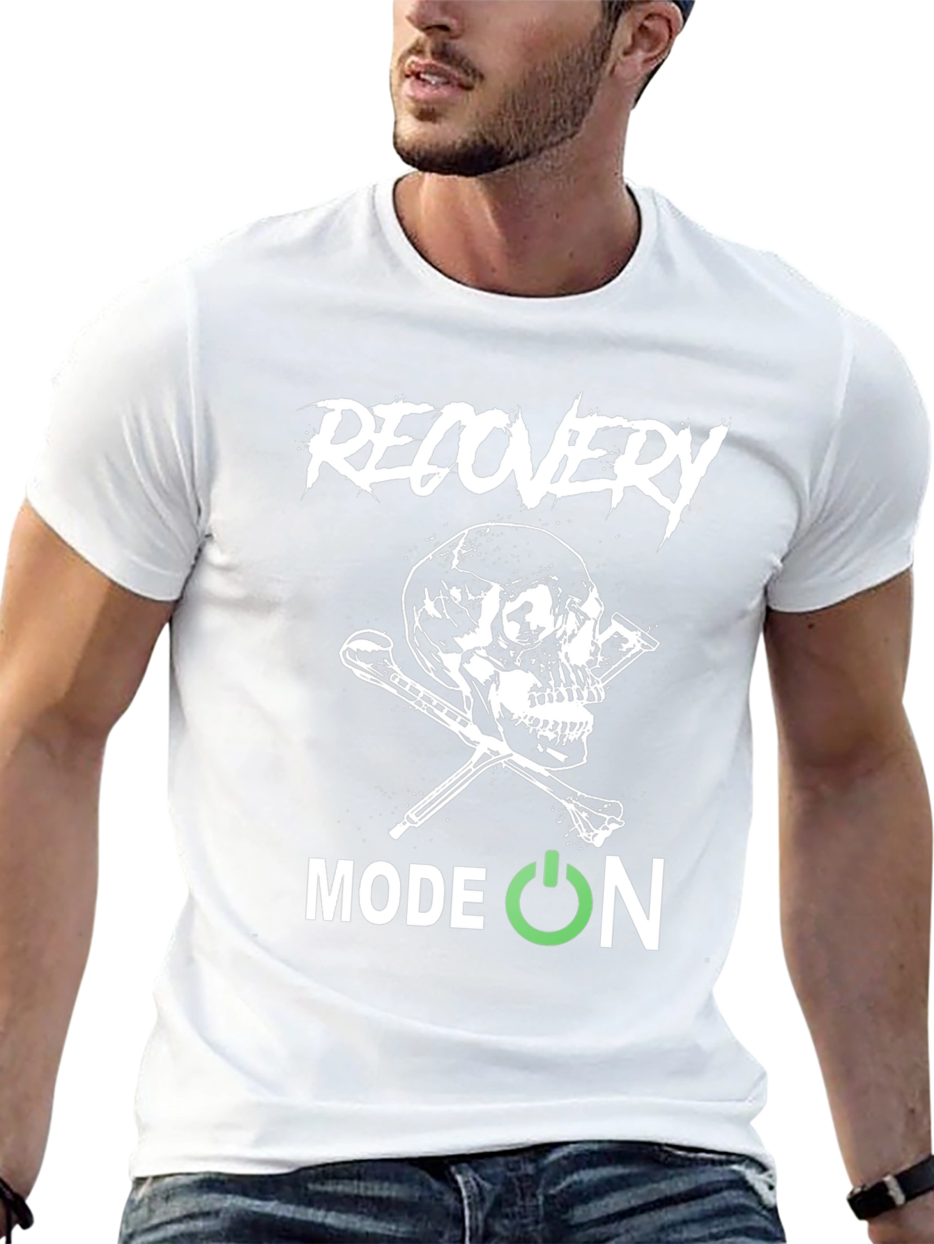 Recovery Mode On Skull Graphic Black T-Shirt