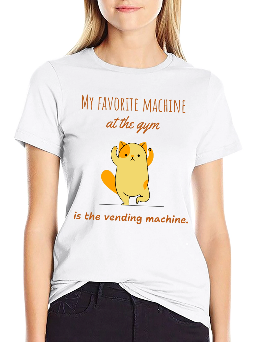 Gym Humor T-Shirt - Vending Machine Cat