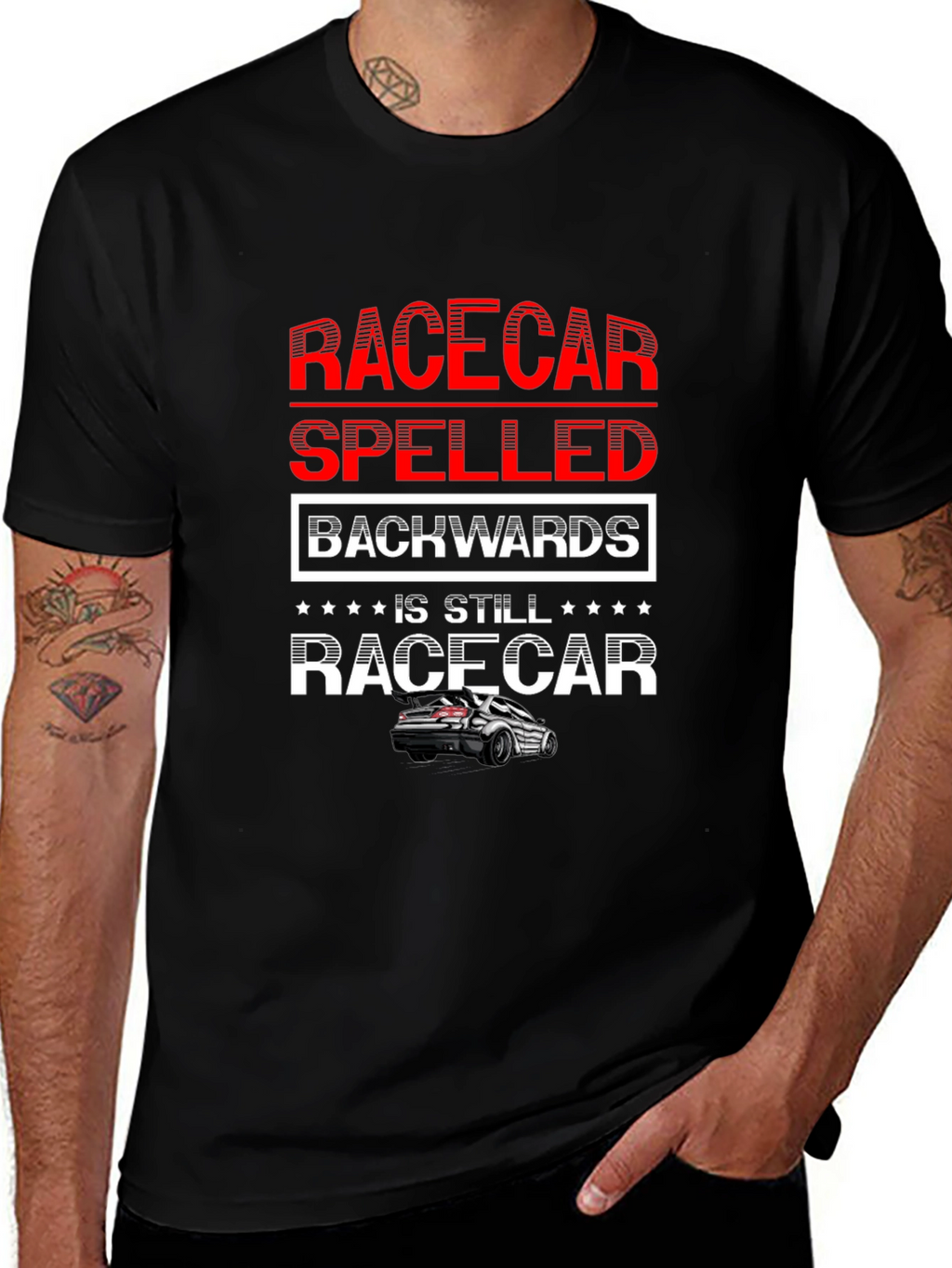 Racecar Spelled Backwards T-Shirt - Car Enthusiast Apparel